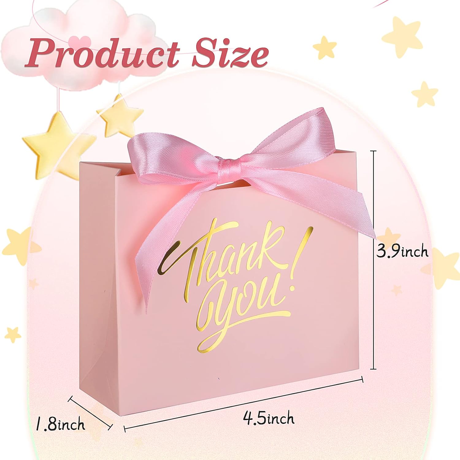 Small Thank You Gift Bags 60 Pack Gold Foil Bow Ribbons