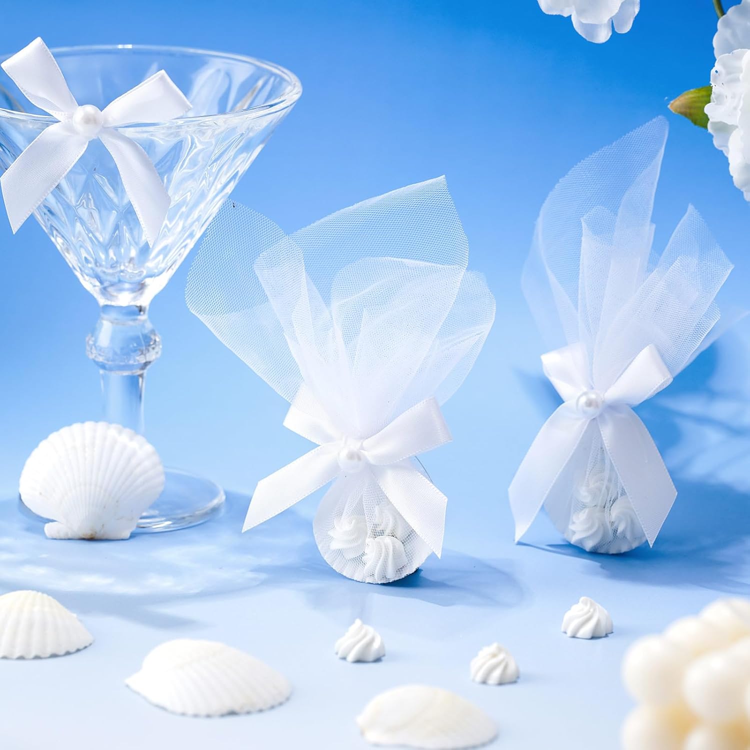 50 Pcs Seashell Candy Bags for Summer Wedding Favors