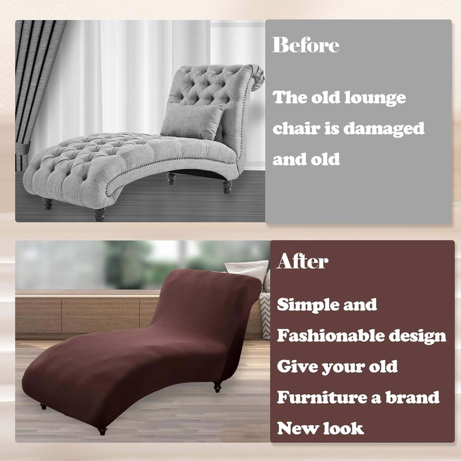 LYIYEYAN Printed Armless Chaise Lounge Cover