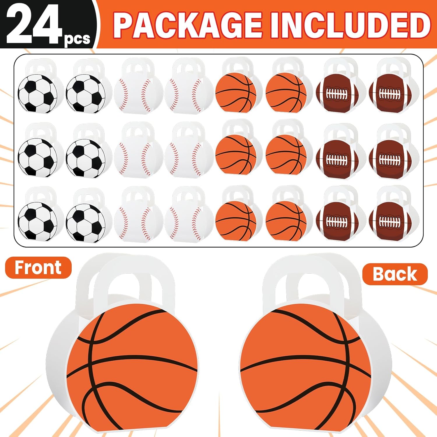 Justforjoyful 24Pcs Sports Themed Gift Bags