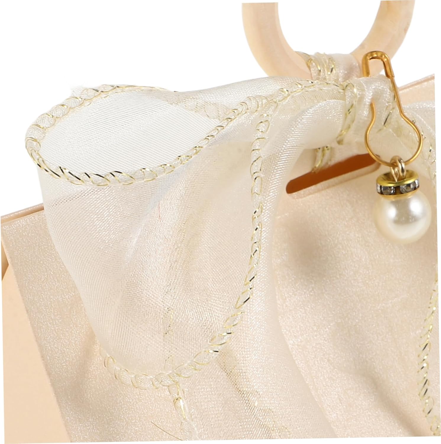 COLLBATH 10pcs Gold Ribbon Wedding Favor Boxes with Wood Handles