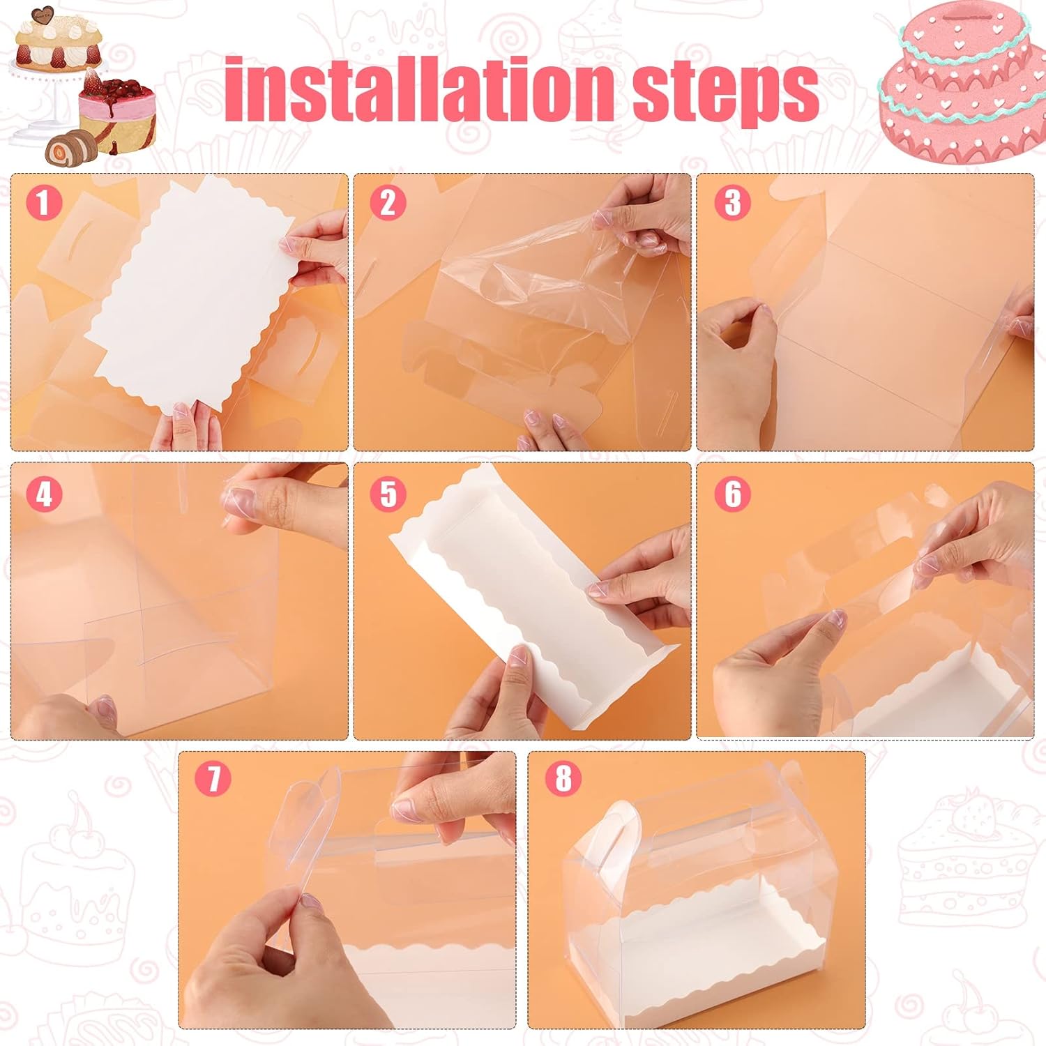 Handepo 25 Pcs Clear Gable Boxes with Handles