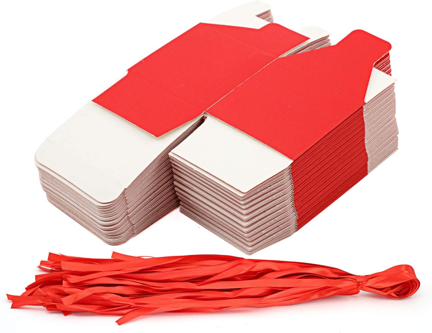 KPOSIYA 100 Pack Red Cube Gift Boxes with Ribbons