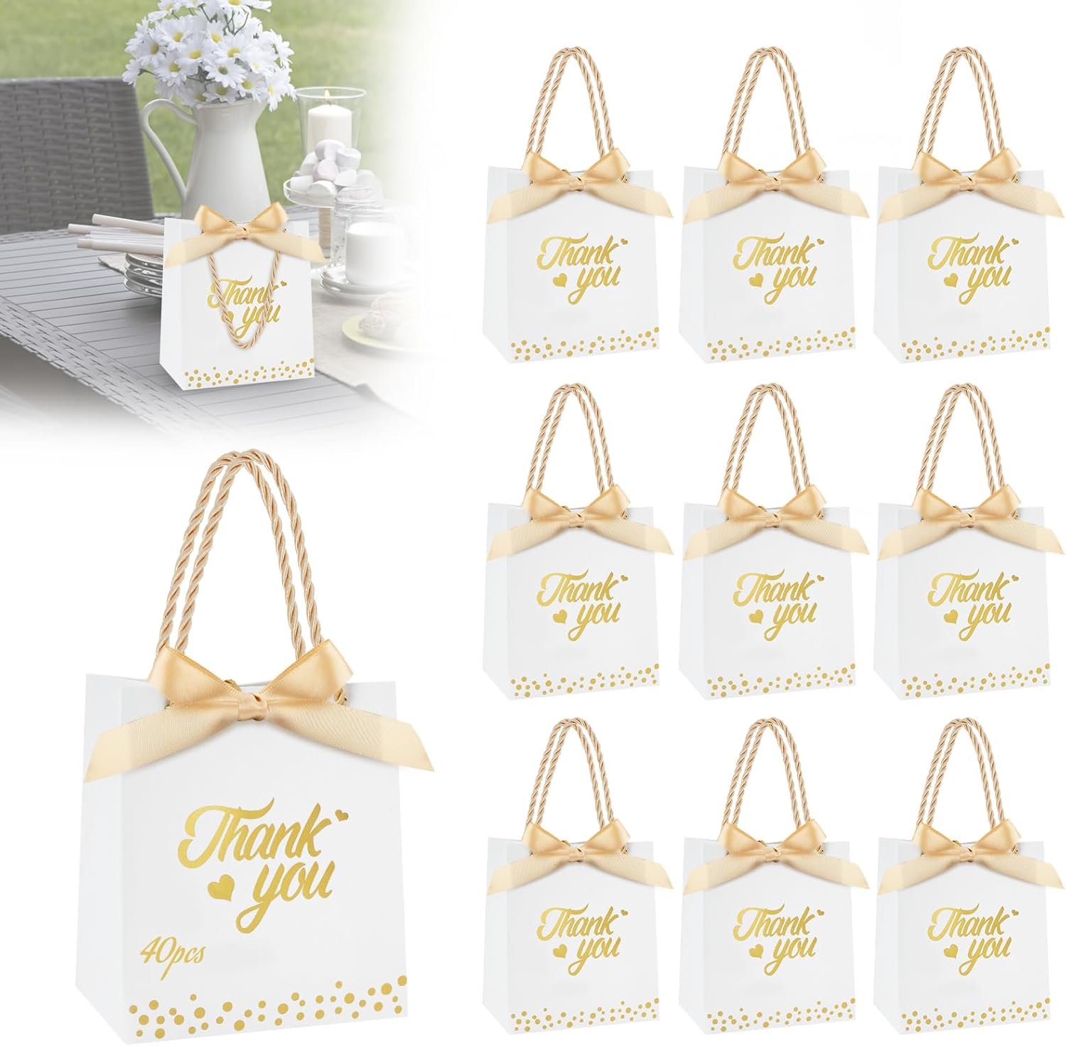 SHAIDOJIO 40-Pack Thank You Gift Bags with Handle