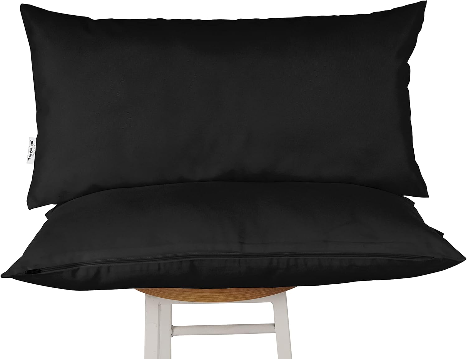Vargottam Indoor Outdoor Polyester Lumbar Pillow Set of 2 Black