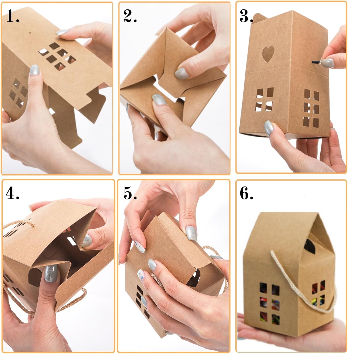 ZAVOOS 50 Pack House Shaped Gift Boxes with Ropes