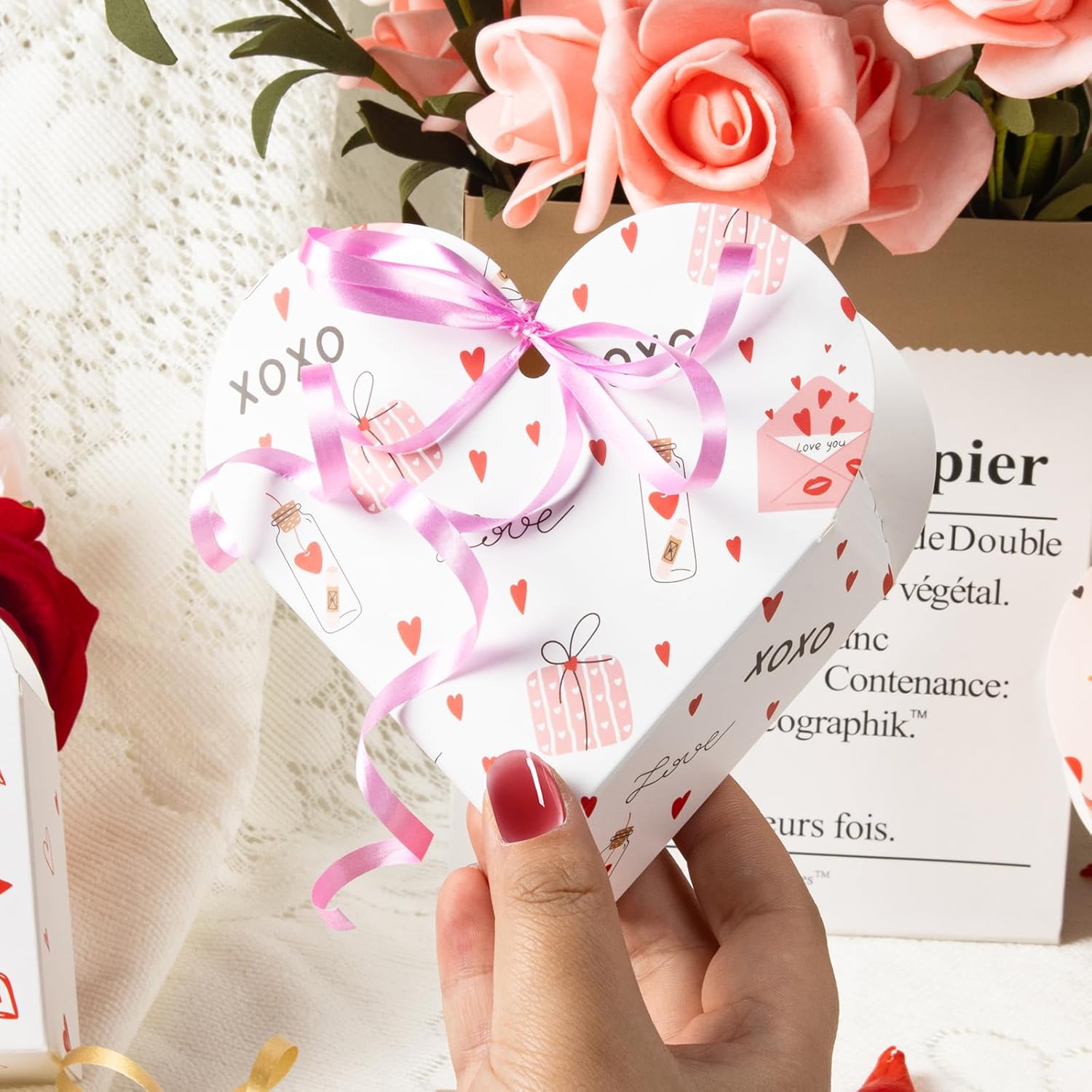 GINLEBO Valentines Day 24Pack Heart Shape Gift Boxes