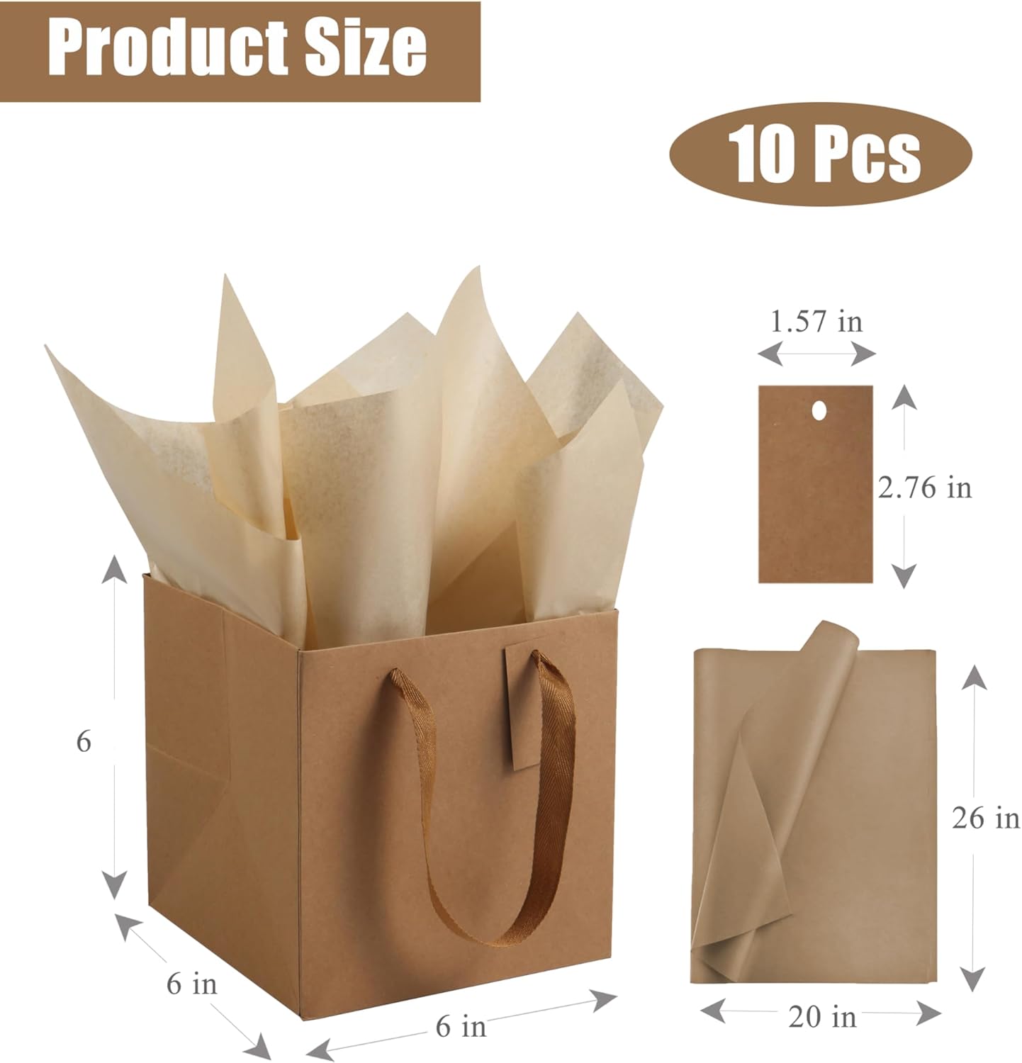 ADIDO EVA 10PCS Square Gift Bags with Handles