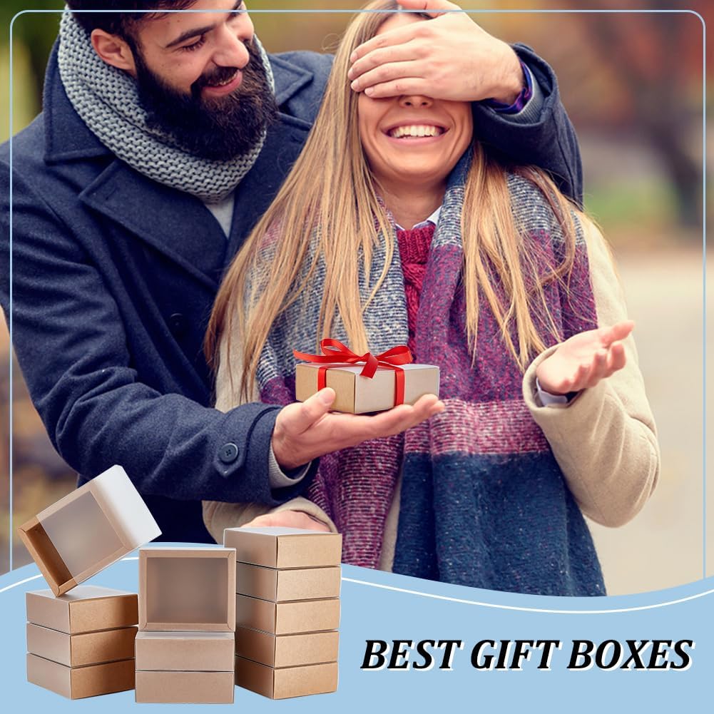 BENECREAT Kraft Gift Boxes with PVC Window