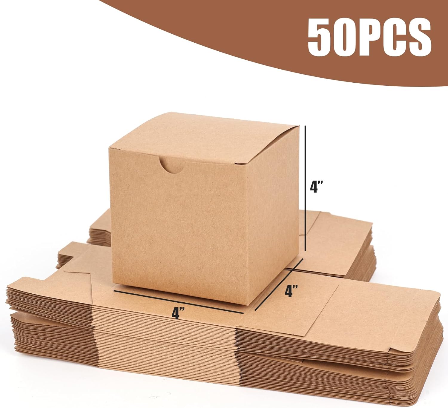 VGOODALL 50PCS 4 Inch Brown Kraft Gift Boxes for Parties
