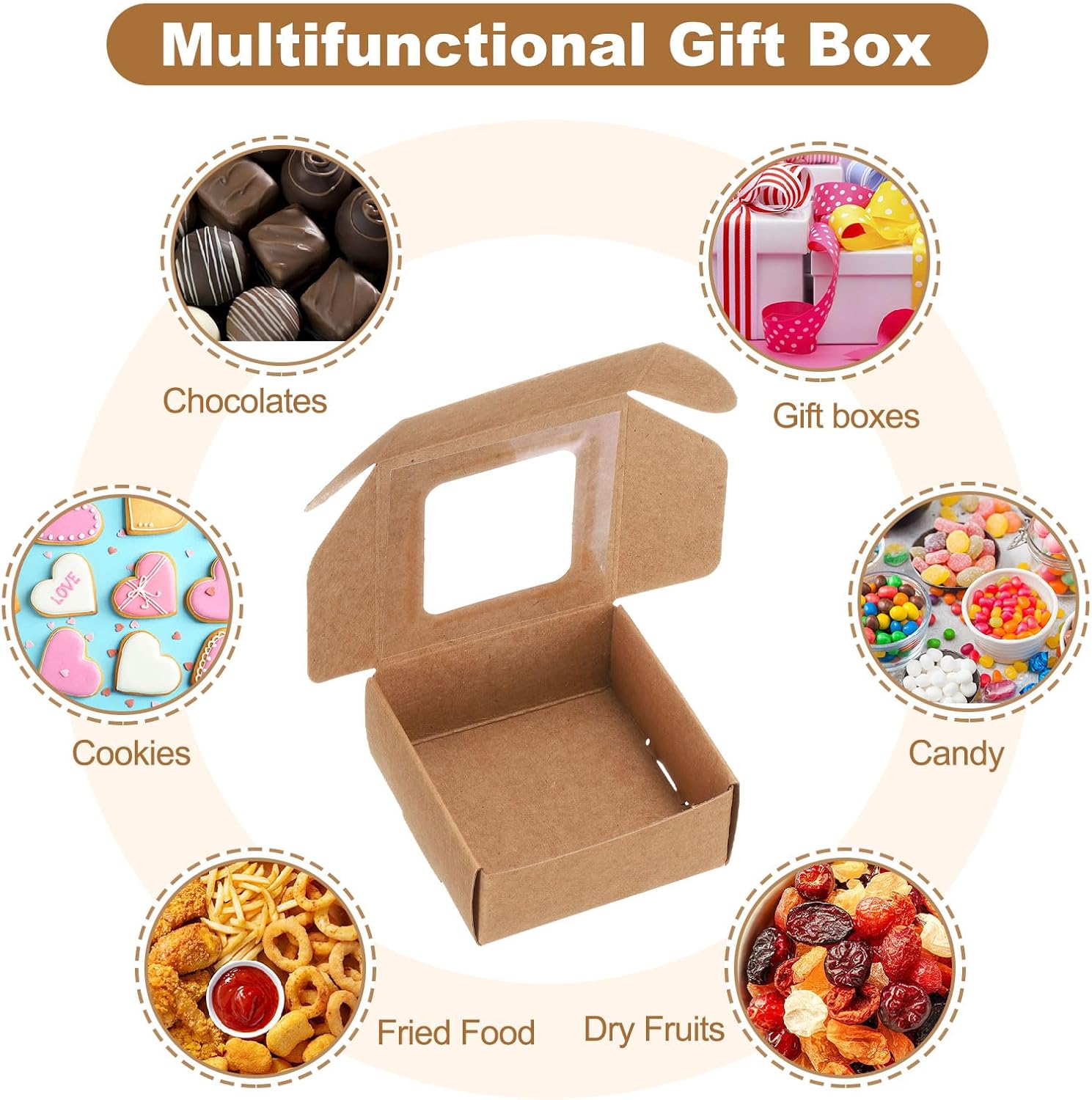 Uxcell 60Pcs Mini Kraft Soap Boxes with Clear Window