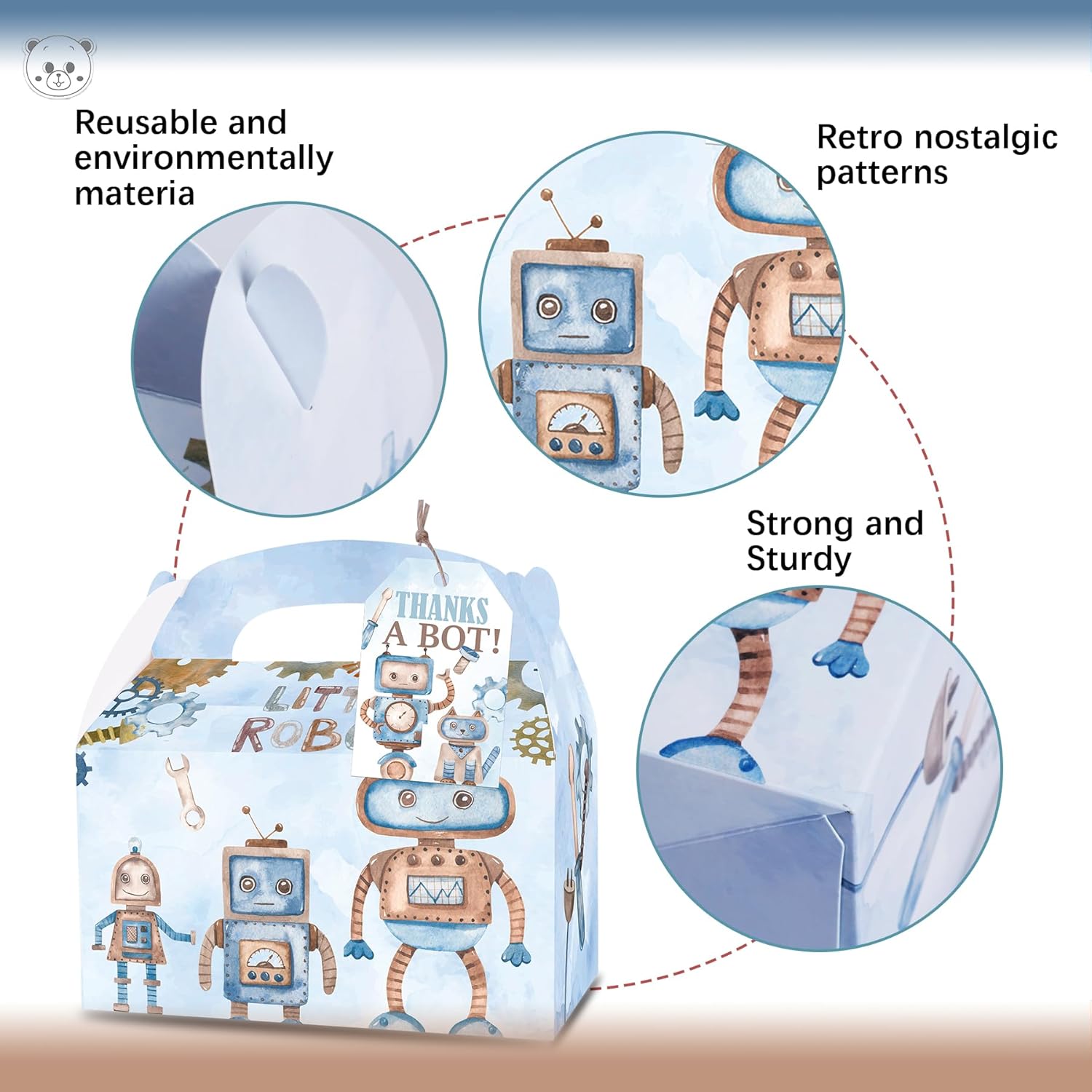 Karaqy Robot Party Favor Boxes 12 Pcs