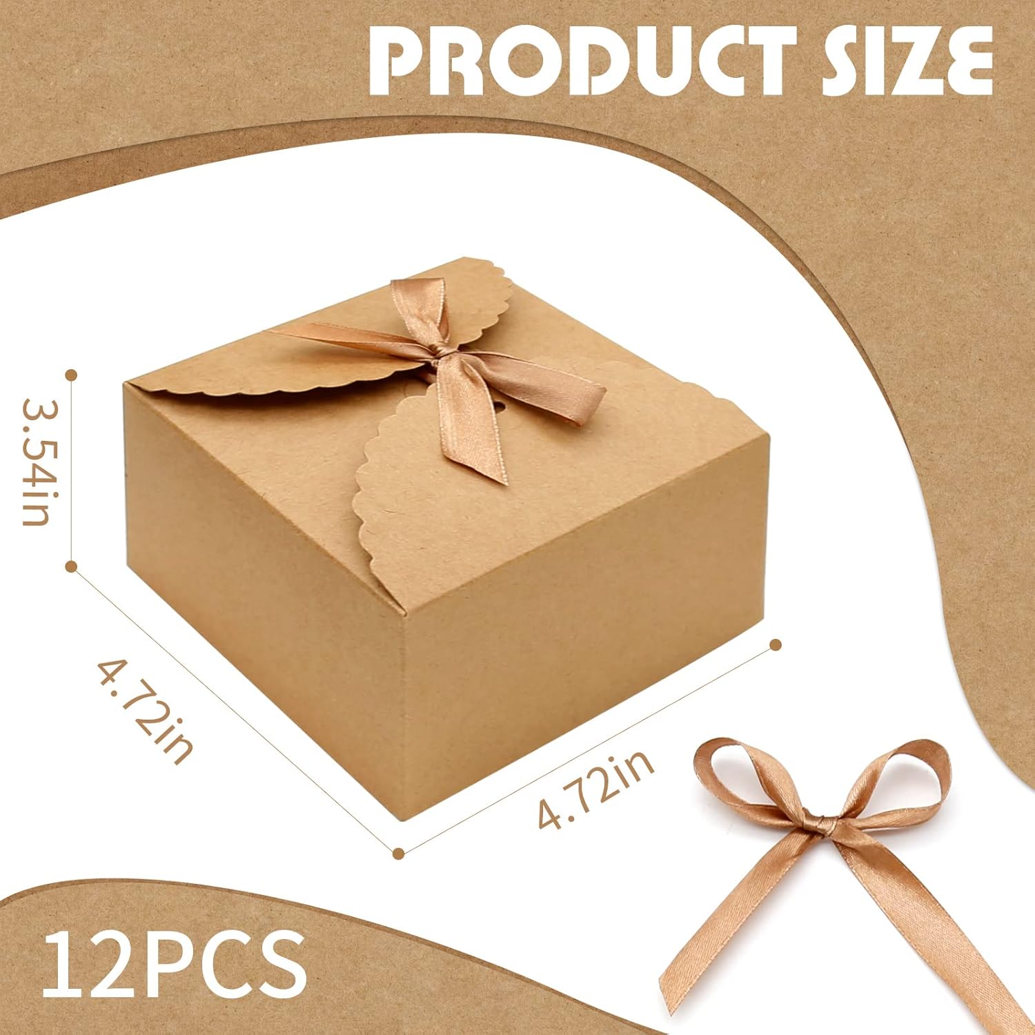 Zreneyfex 12 Piece Brown and White Gift Boxes with Lids and Ribbons