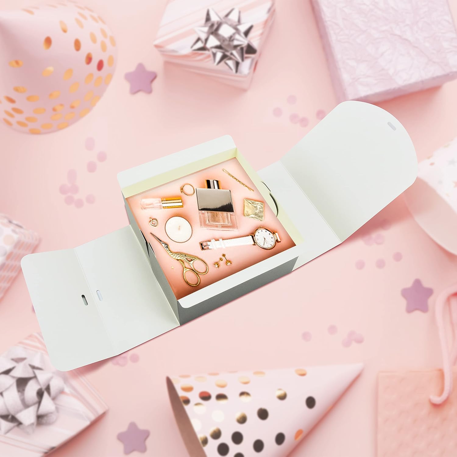HUAPRINT Gray Gift Boxes with Lids 8x8x4 Inches 12 Sets