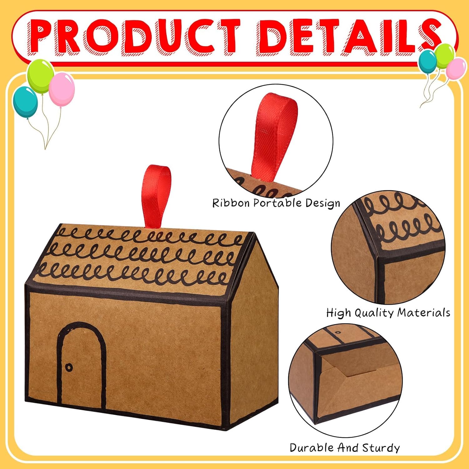 20 Pcs House Shaped Gift Boxes with Red Ribbons