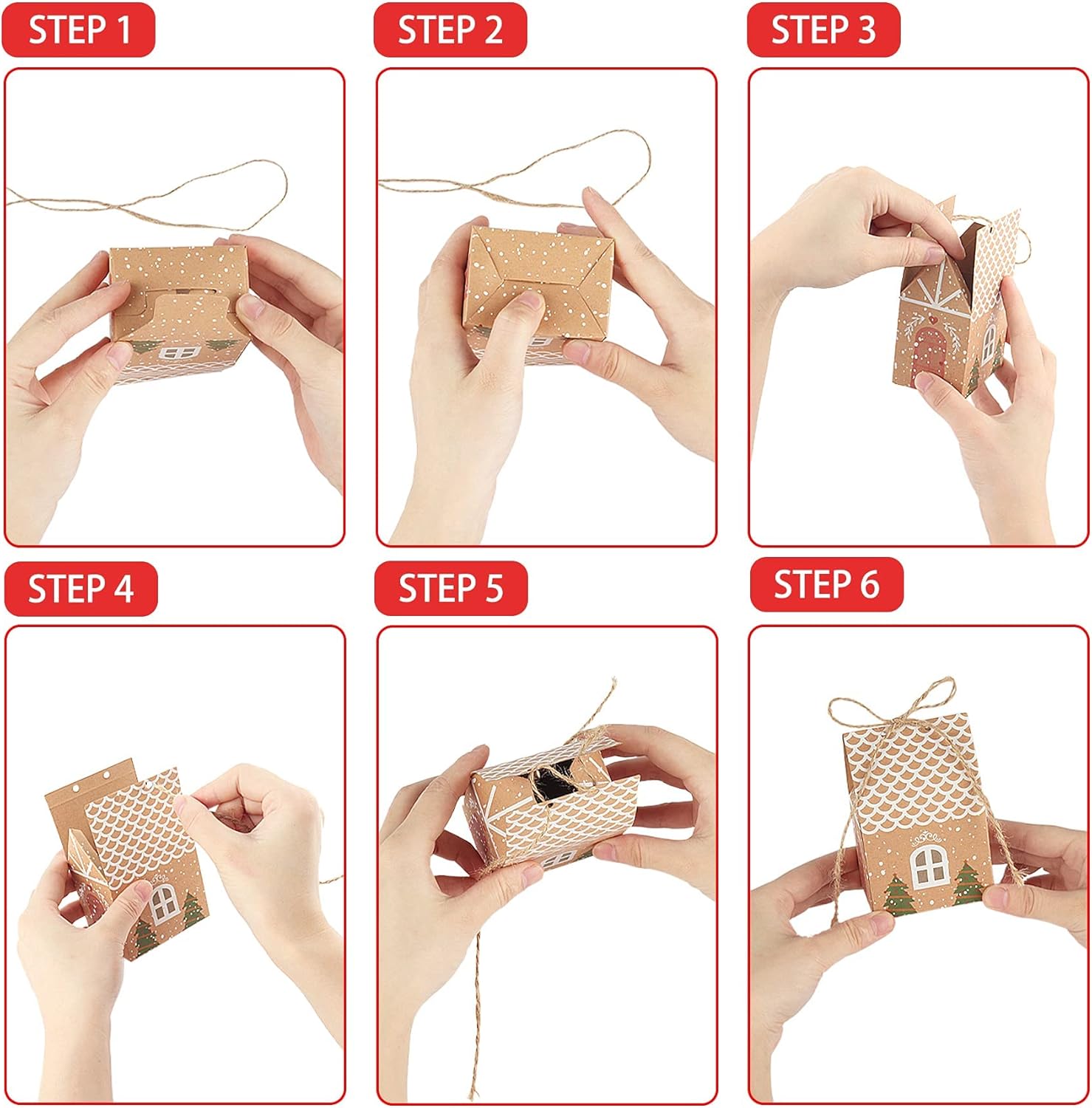 ANCIENTPWR 20 PCS Small Christmas Gingerbread Treat Boxes