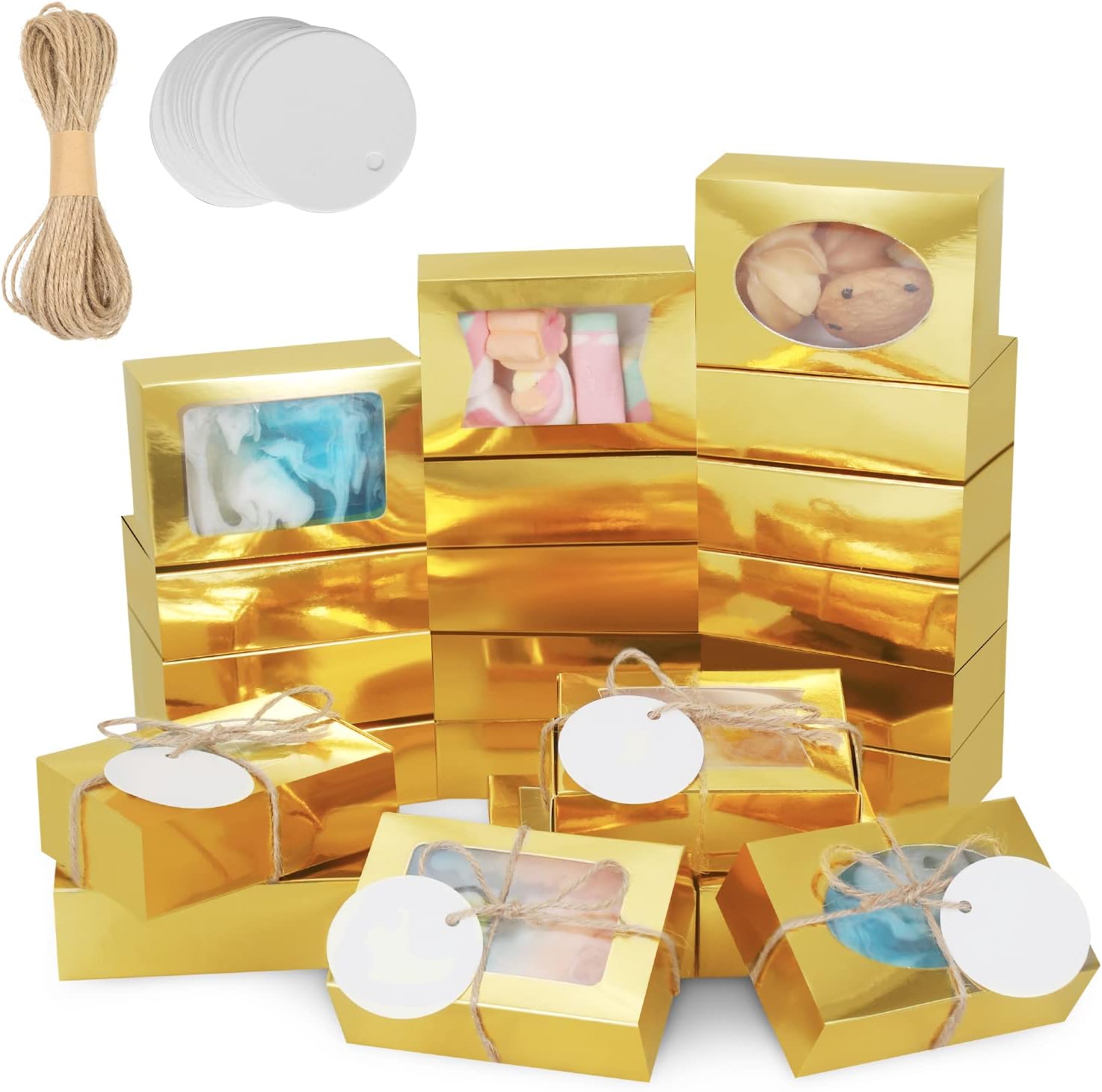 COTOPHER 30Pcs Mini Kraft Soap Boxes with Window