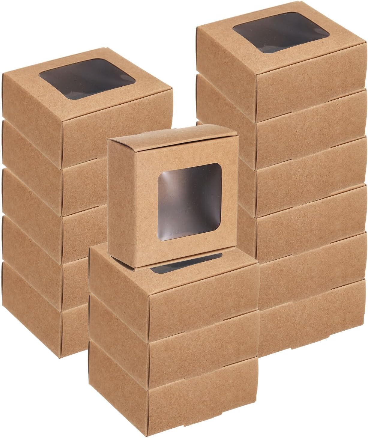 Uxcell 60Pcs Mini Kraft Soap Boxes with Clear Window
