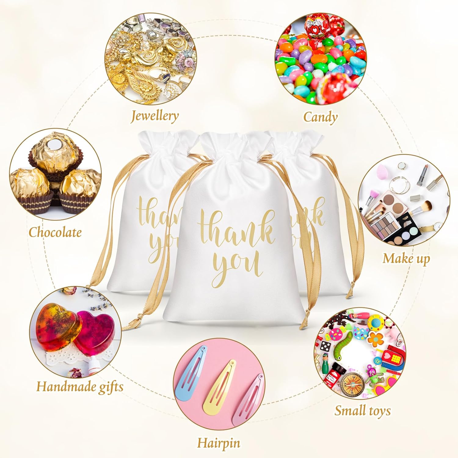 Sieral 50 Pcs Satin Gift Bags with Drawstring