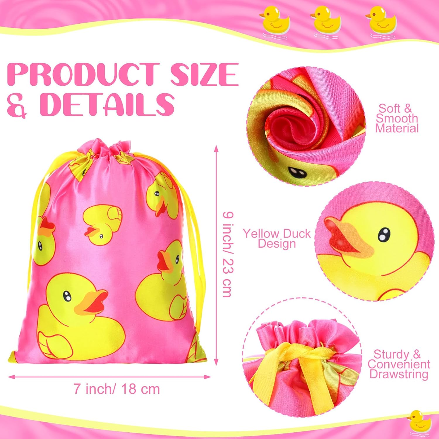 Wesnoy 24 Pcs Yellow Duck Gift Bags with Drawstring