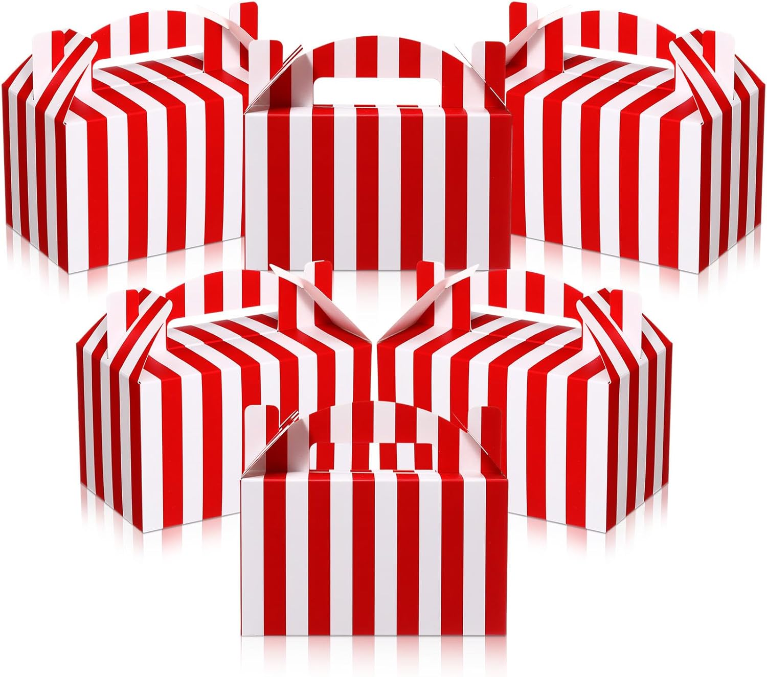 24 Pcs Red White Striped Circus Treat Boxes for Birthday Party