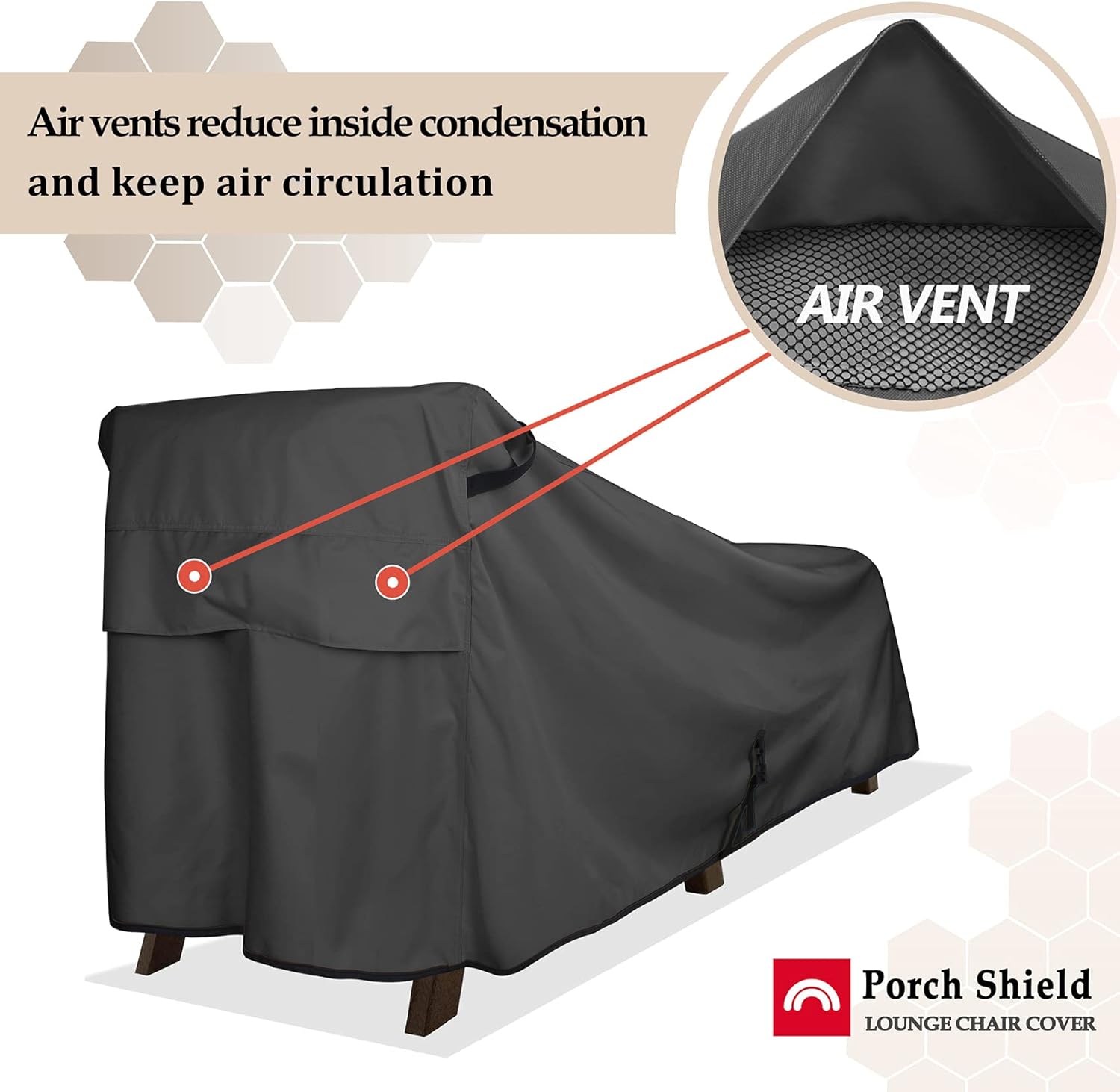 Porch Shield Chaise Lounge Cover 2 Pack - Black