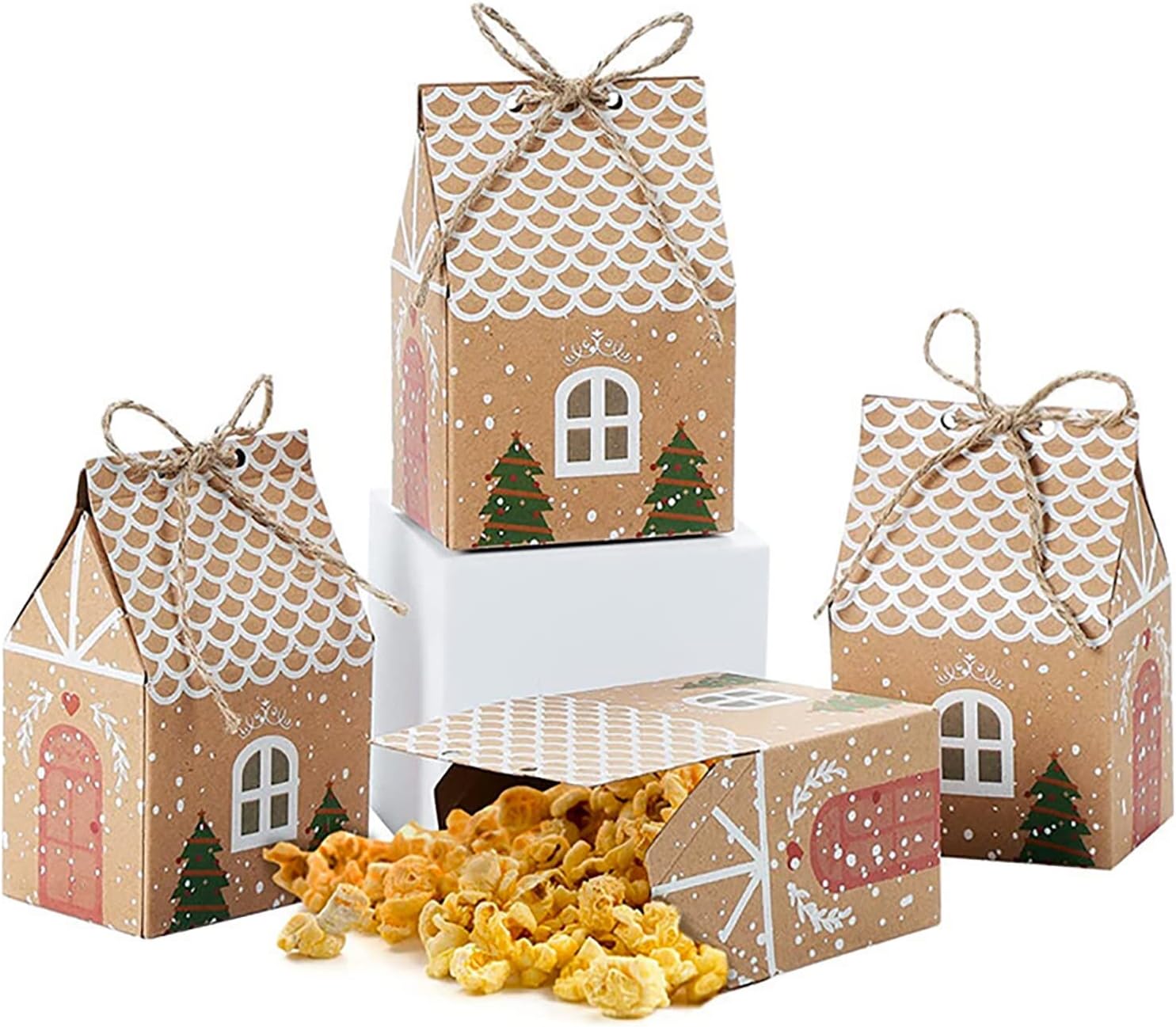 Samanter House Shape Gift Boxes with Twines 50 Pack