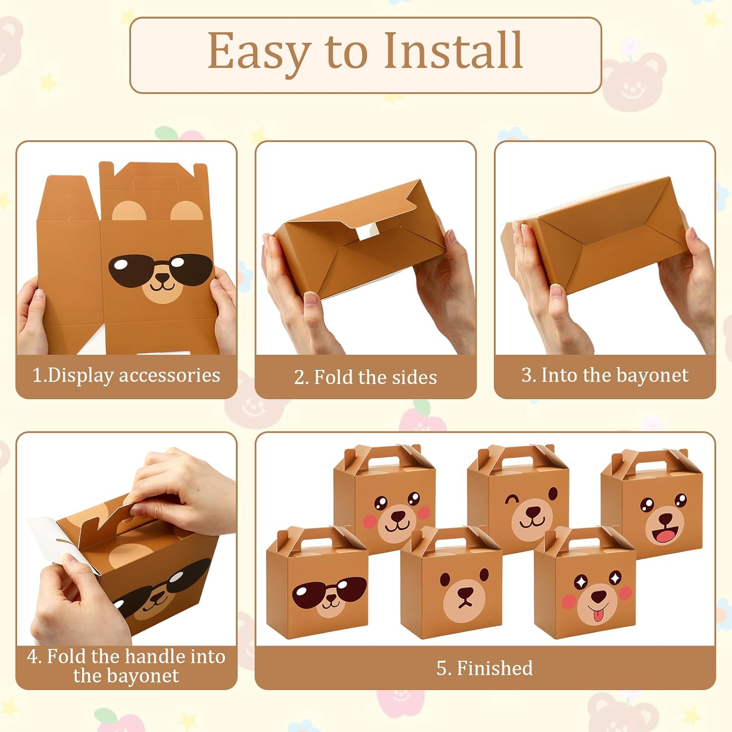 FYSUIMU 48Pcs Bear Treat Box with Handle
