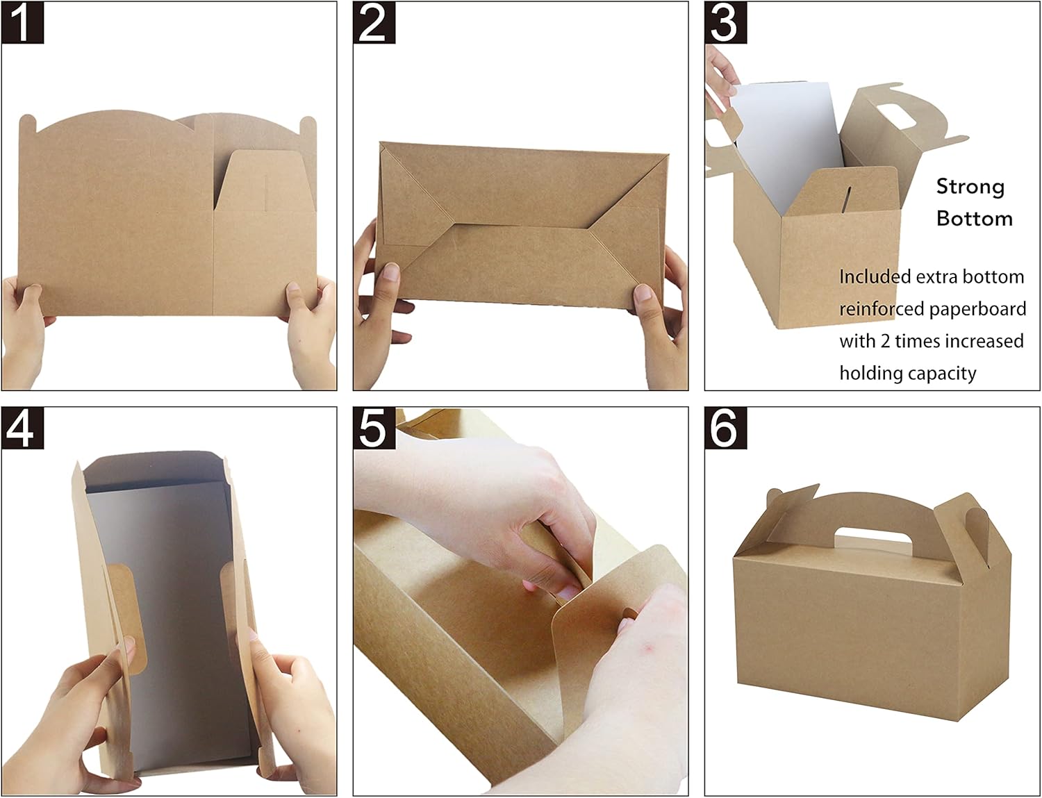HUAPRINT Brown Treat Boxes 30 Pack Gable Large