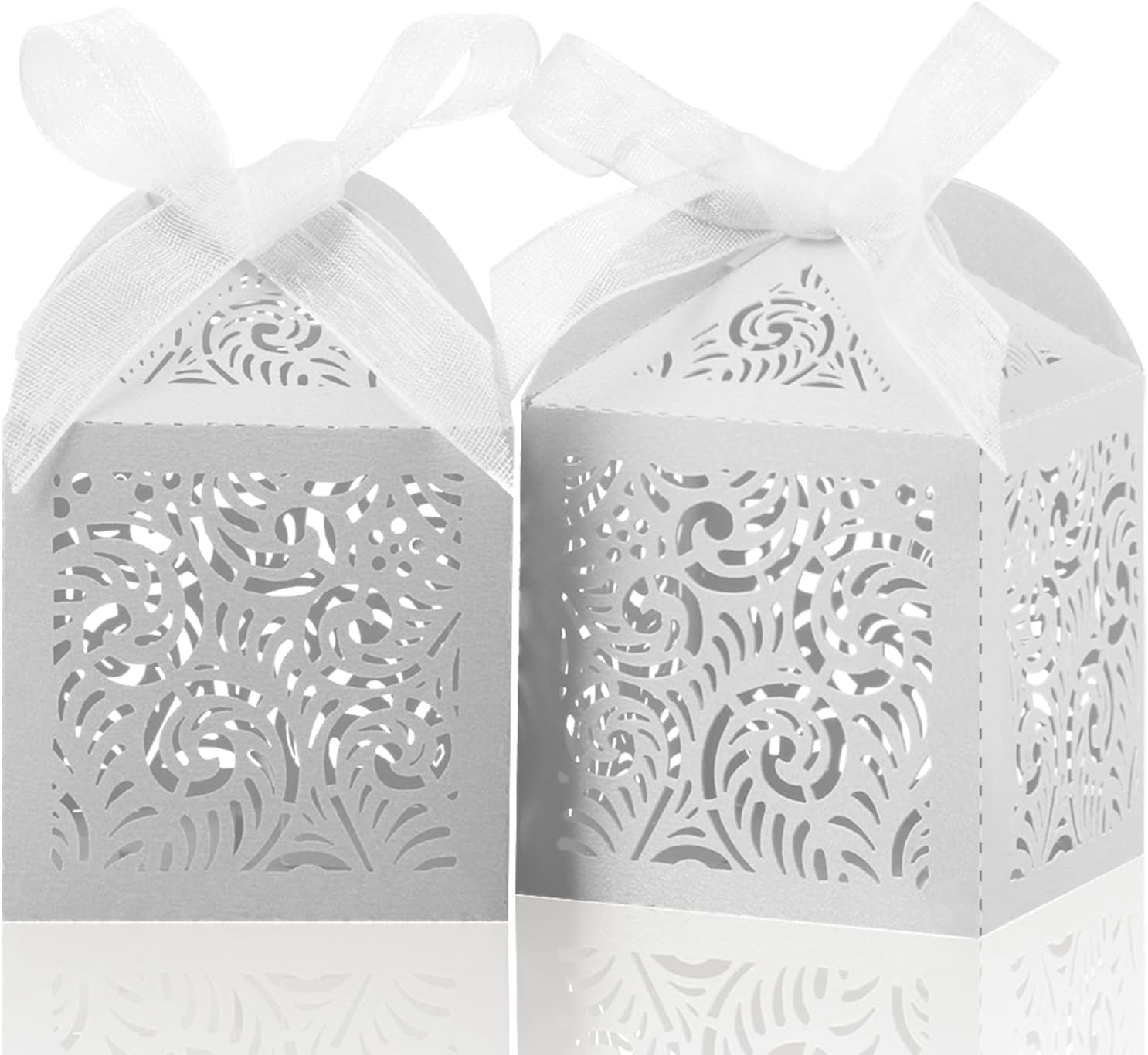 COTOPHER 100Pcs Laser Cut White Favor Boxes for Gifts
