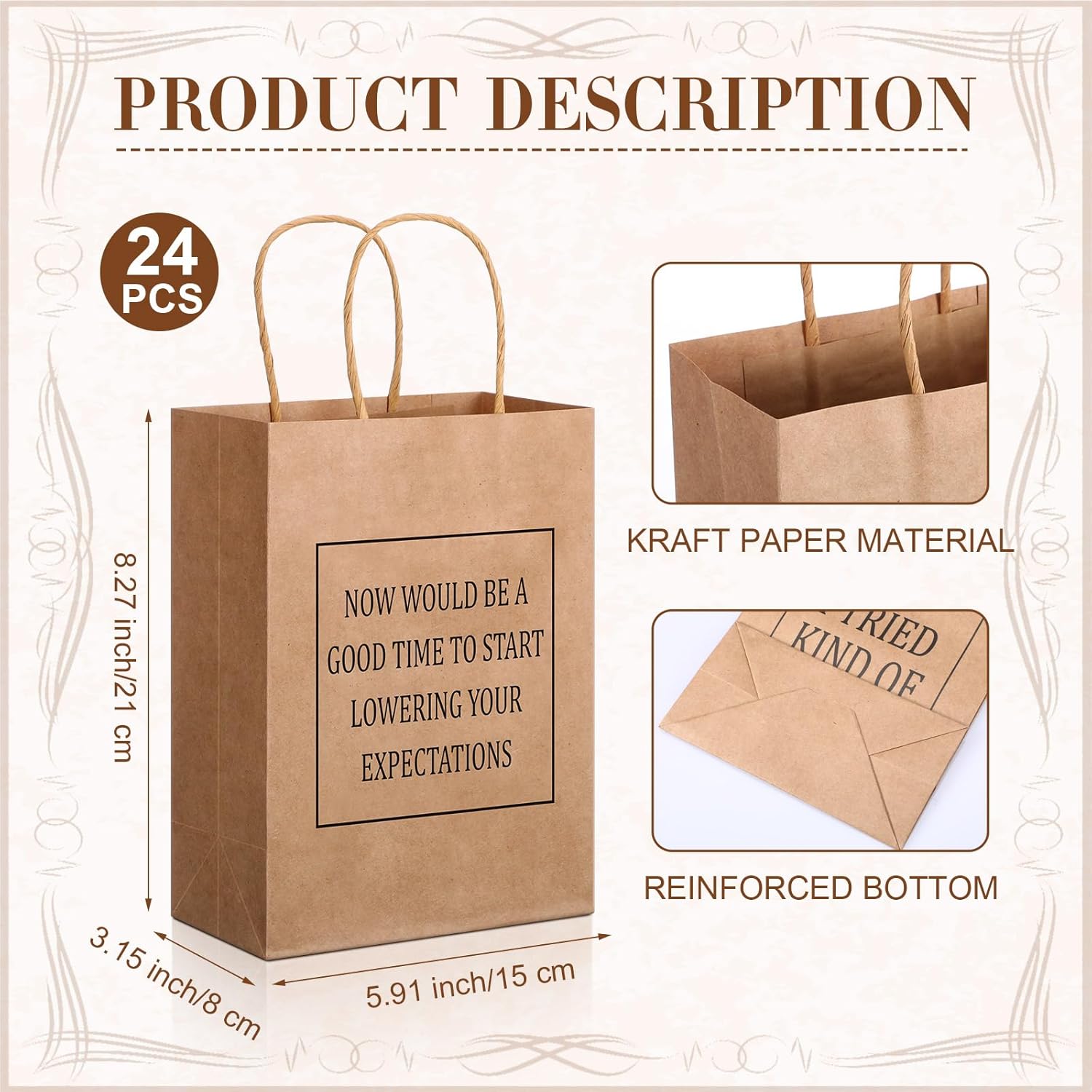24 Pcs Funny Gag Gift Bags with Handles