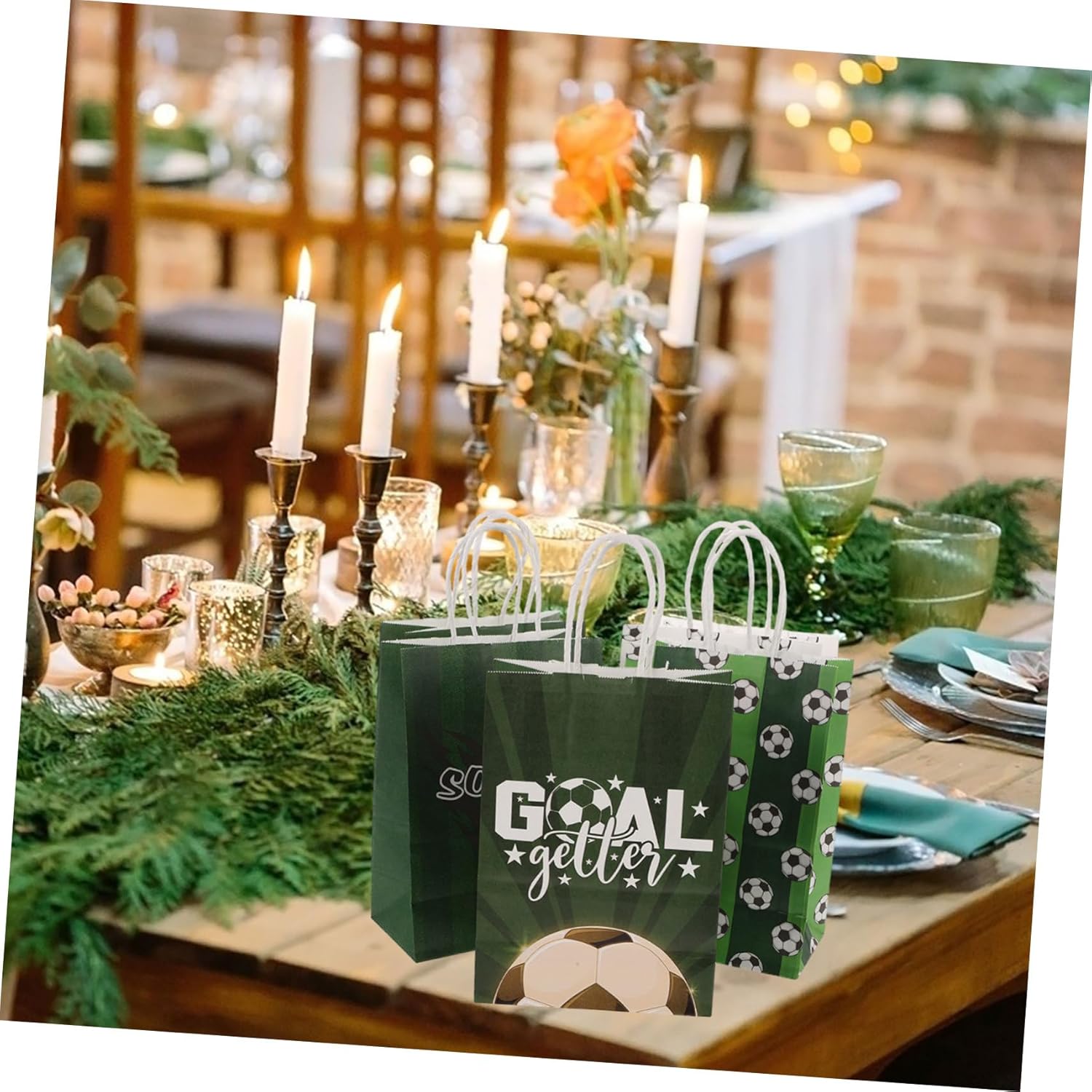 Garneck 80pcs Football Design Party Bags for Sports Events