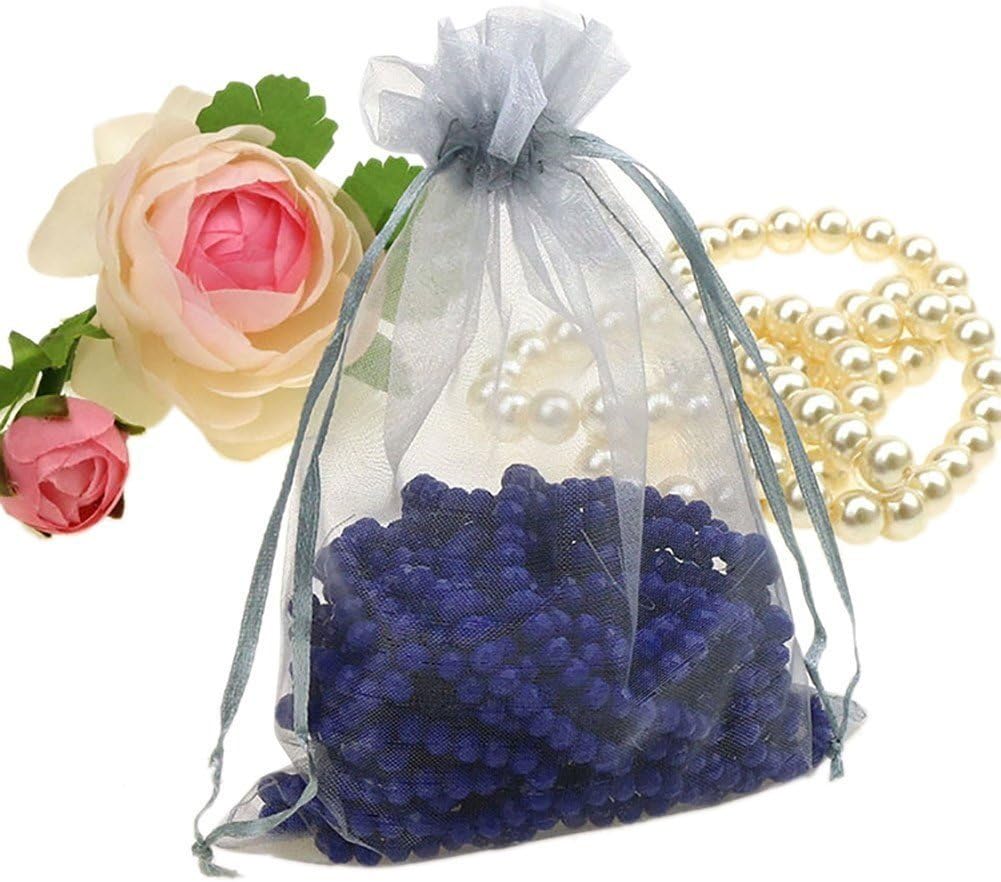 Wudygirl 100pcs Sheer Grey Organza Gift Bags 5x7 Inch Drawstring