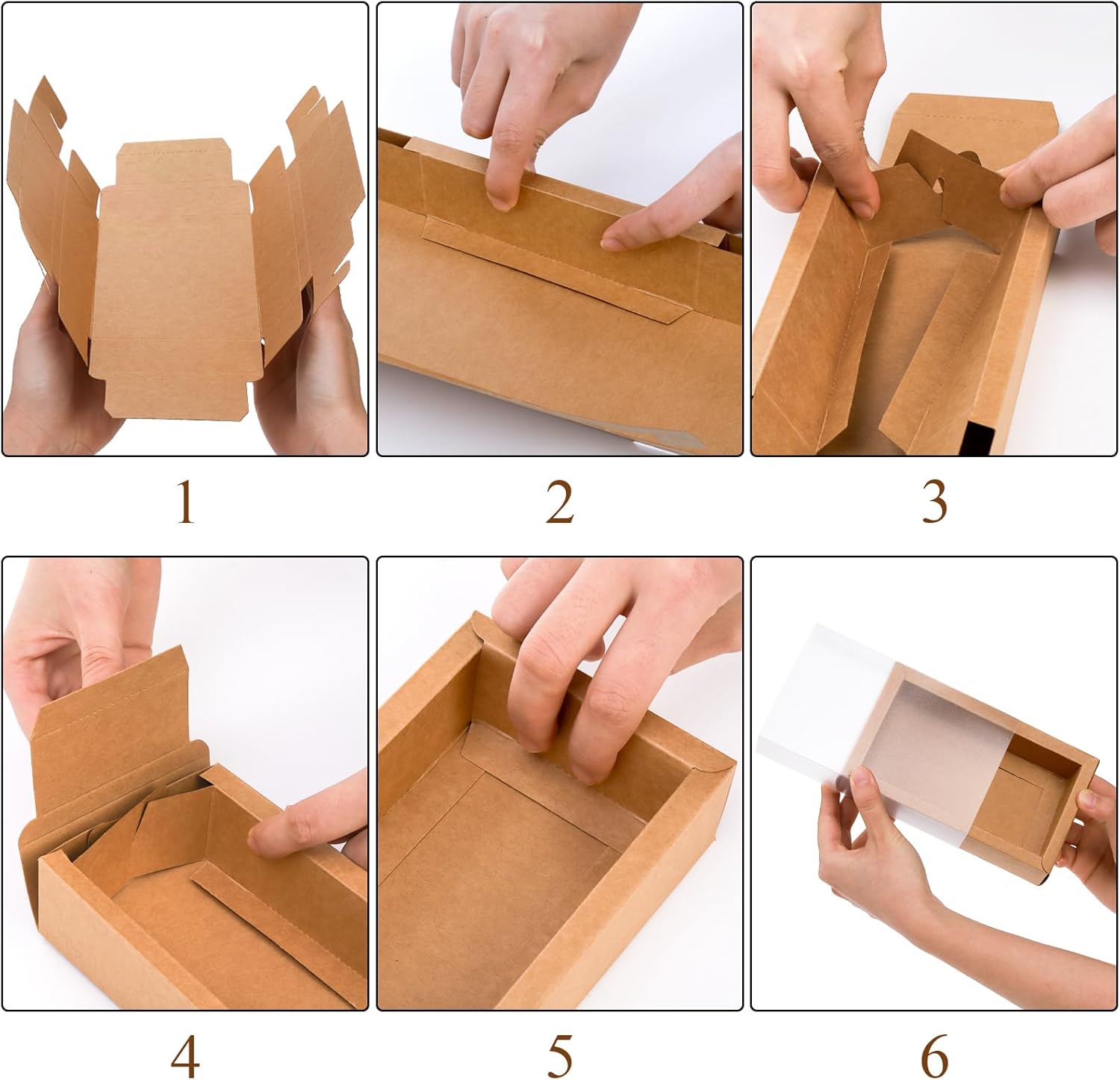 Kingrol 40 Pack Kraft Paper Drawer Boxes with Window