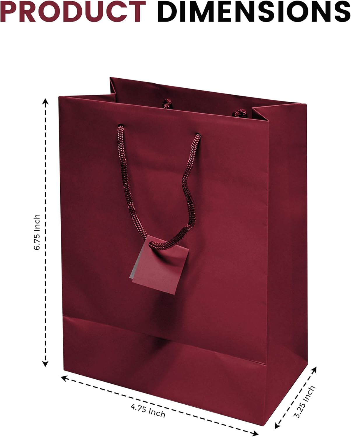 Novel Box Burgundy Gift Bags with Handles 10 Pack