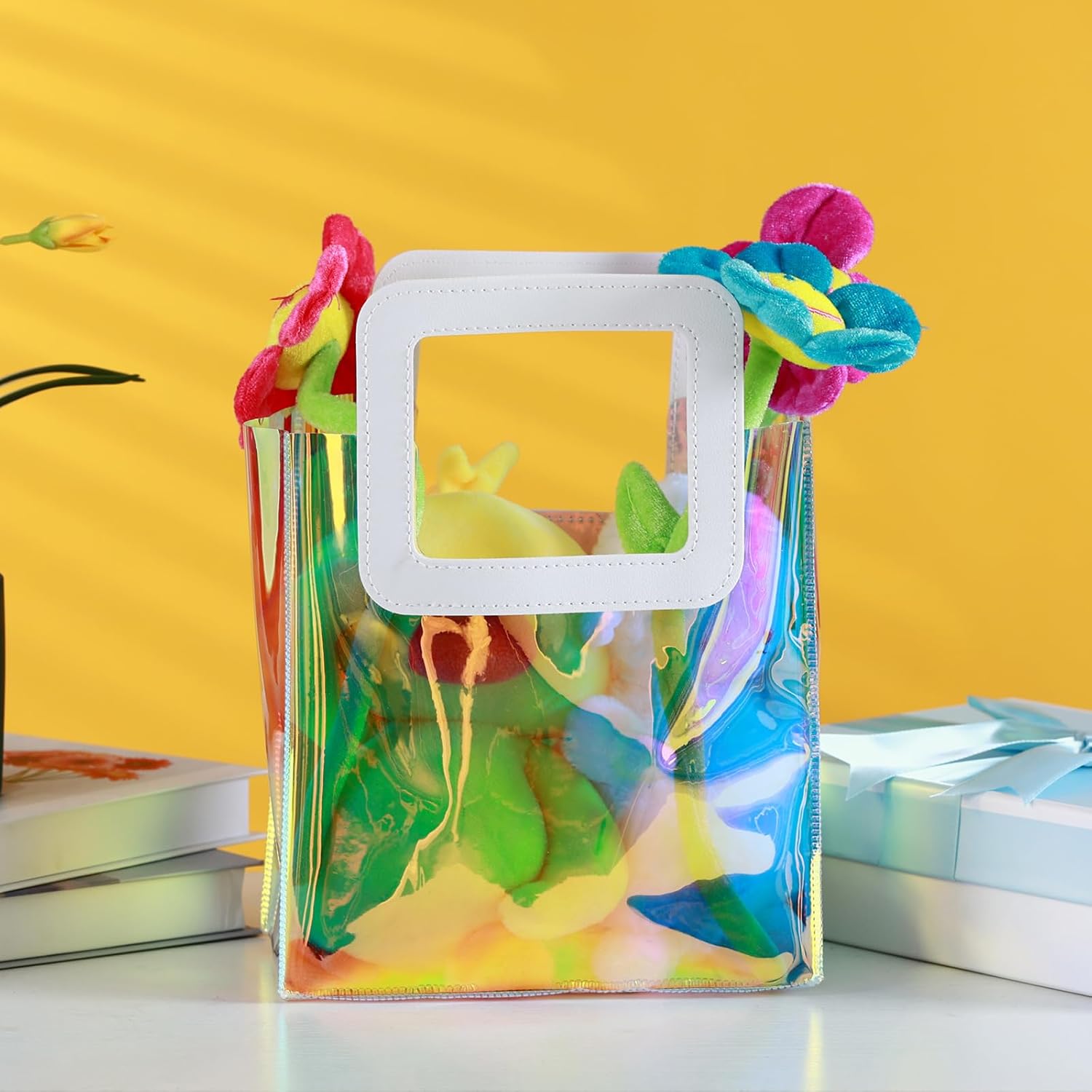 10 Pcs Reusable Holographic Gift Bags with Handle