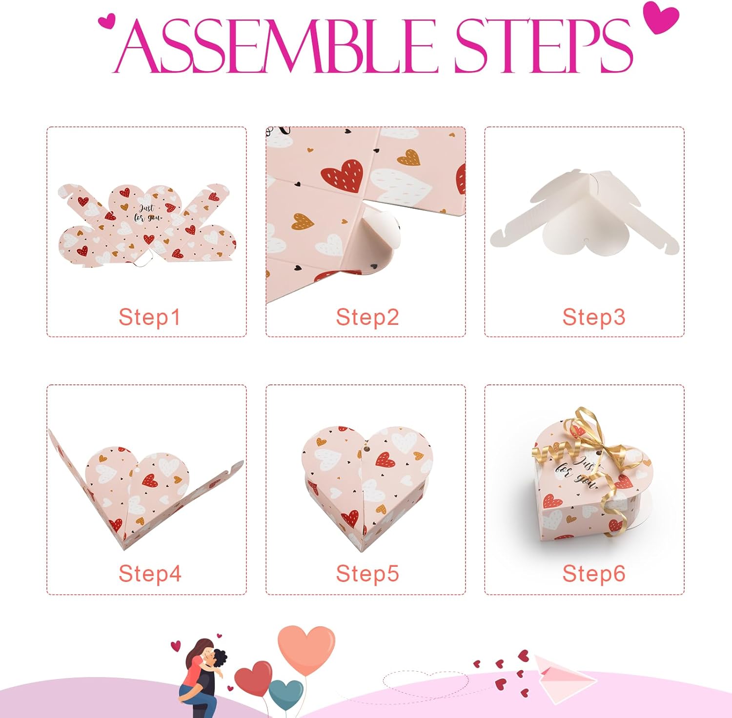 GINLEBO Valentines Day 24Pack Heart Shape Gift Boxes
