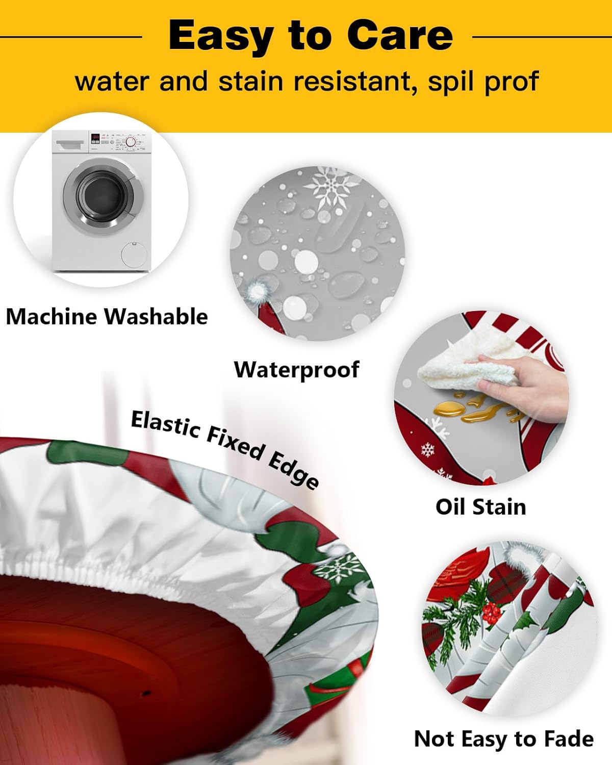 ZOE GARDEN Christmas Gnomes Waterproof Table Cover