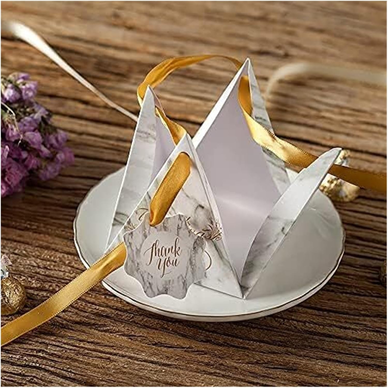 Luxury Triangular Pyramid Wedding Favor Boxes
