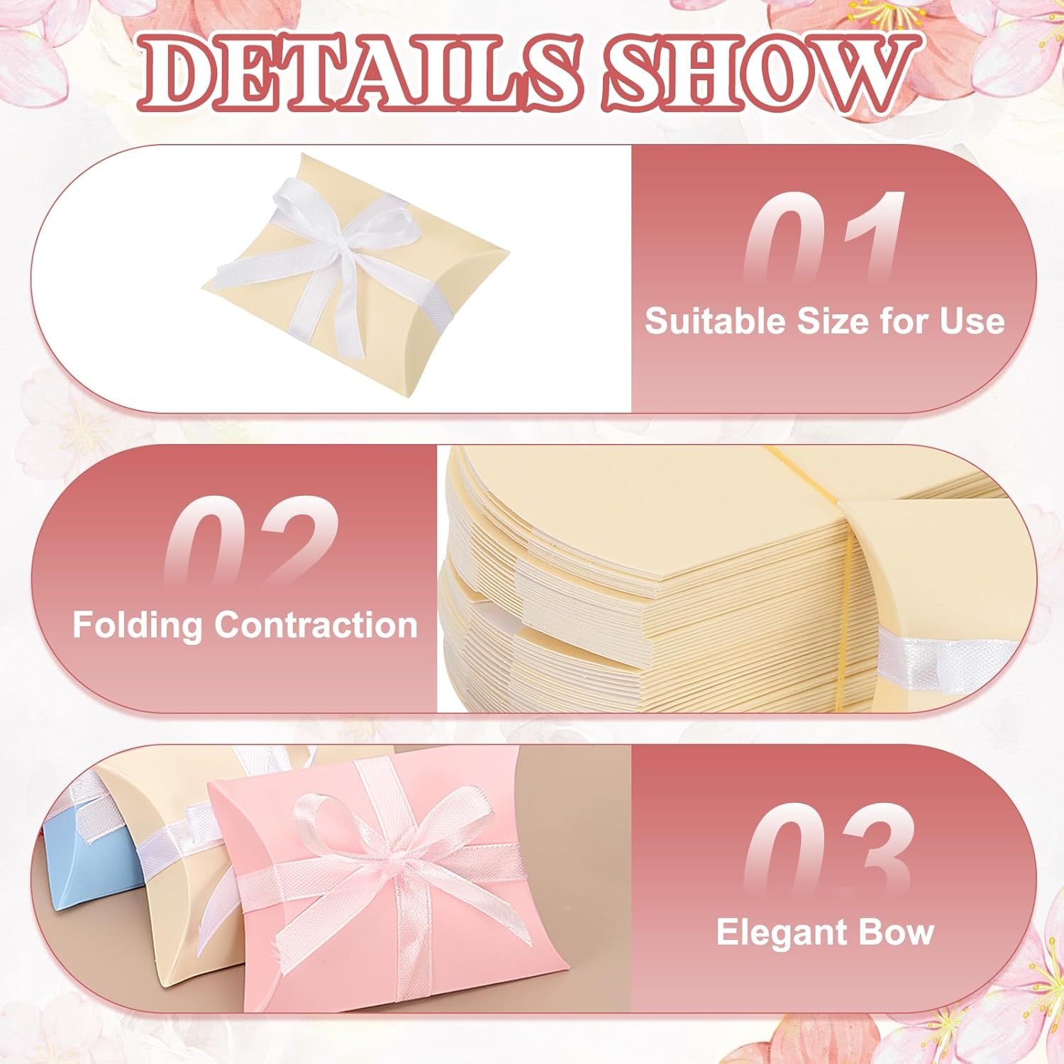 PATIKIL 100 Pcs Beige Pillow Gift Boxes