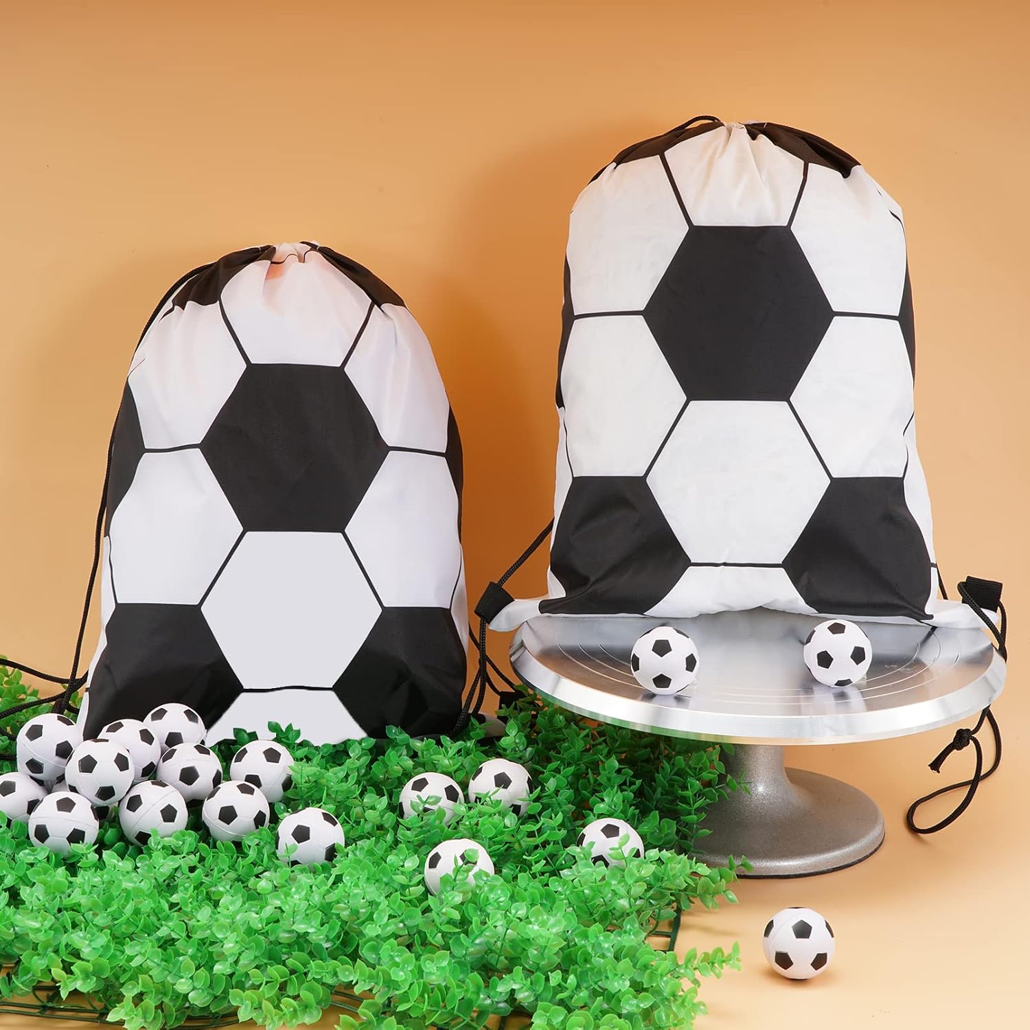 12 Pack Soccer Drawstring Bags for Gifts and Party Favs