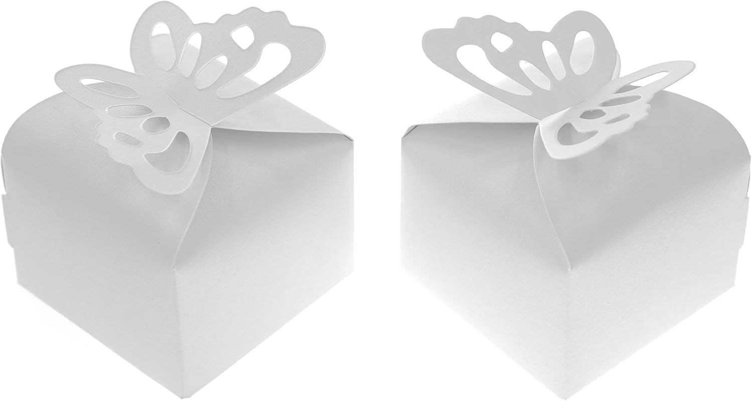 White Wedding Party Favors Candy Boxes - 50 Pieces