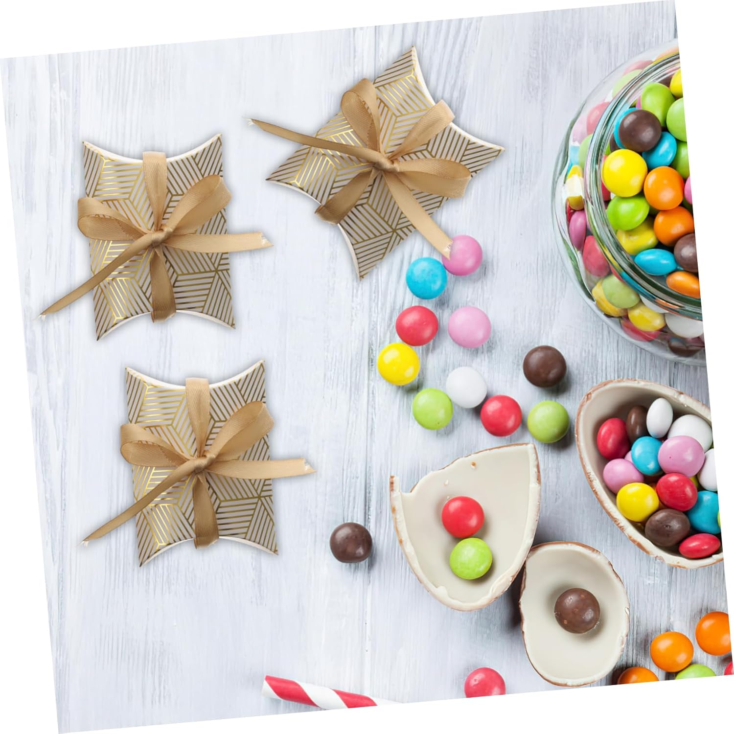 BIUDECO 50Pcs Foil Pillow Boxes for Party Favors