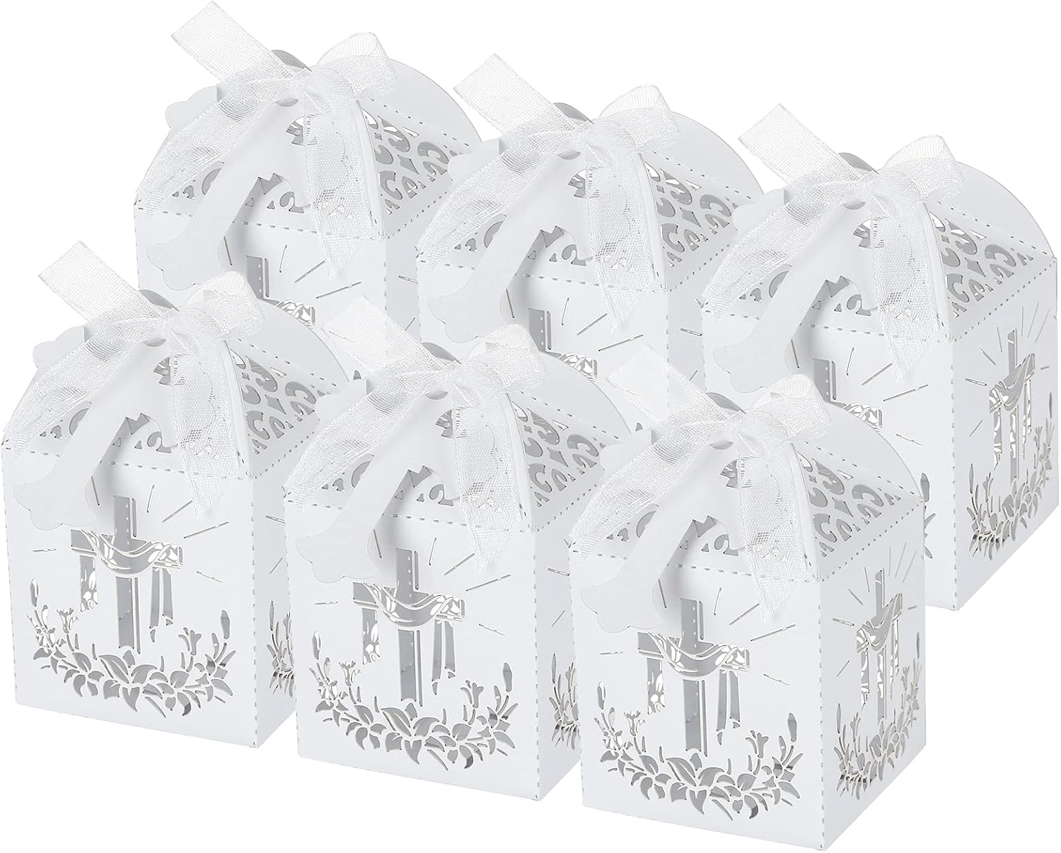 LEMESO Laser Cut Favor Boxes White 2x2x2 Inch Set