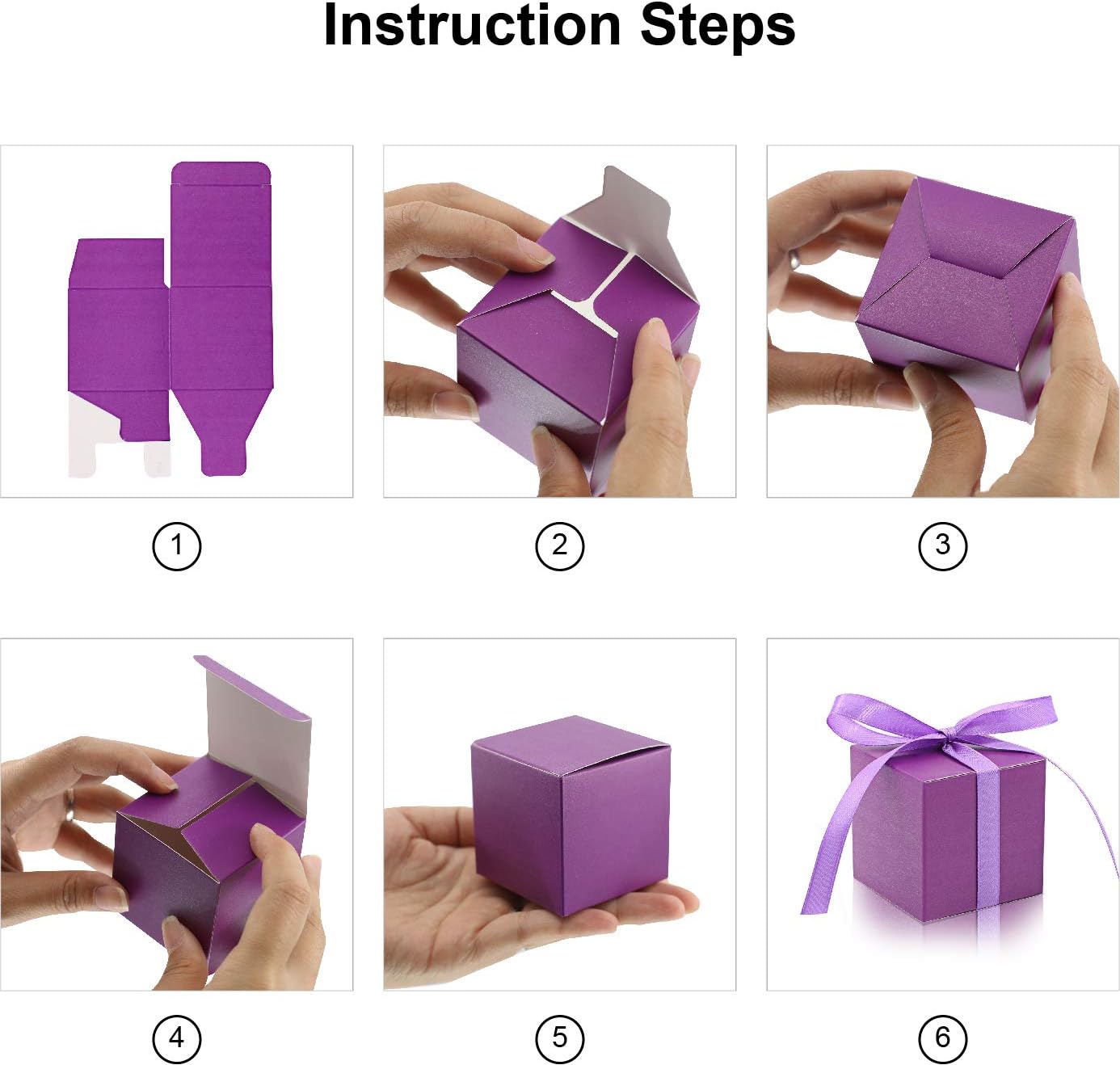 KPOSIYA 100 Pack Red Cube Gift Boxes with Ribbons