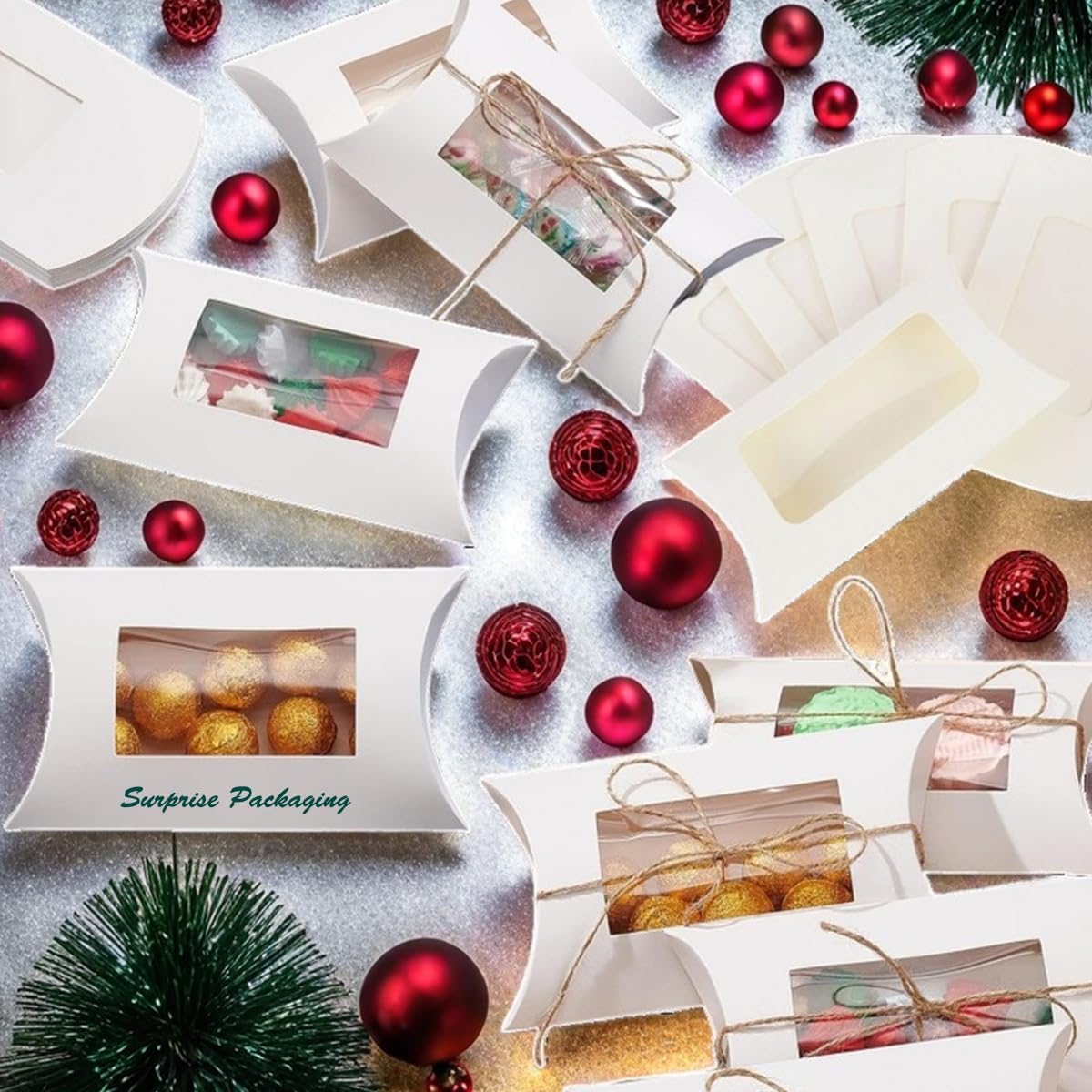 40 Pcs Pillow Gift Boxes with Clear Windows