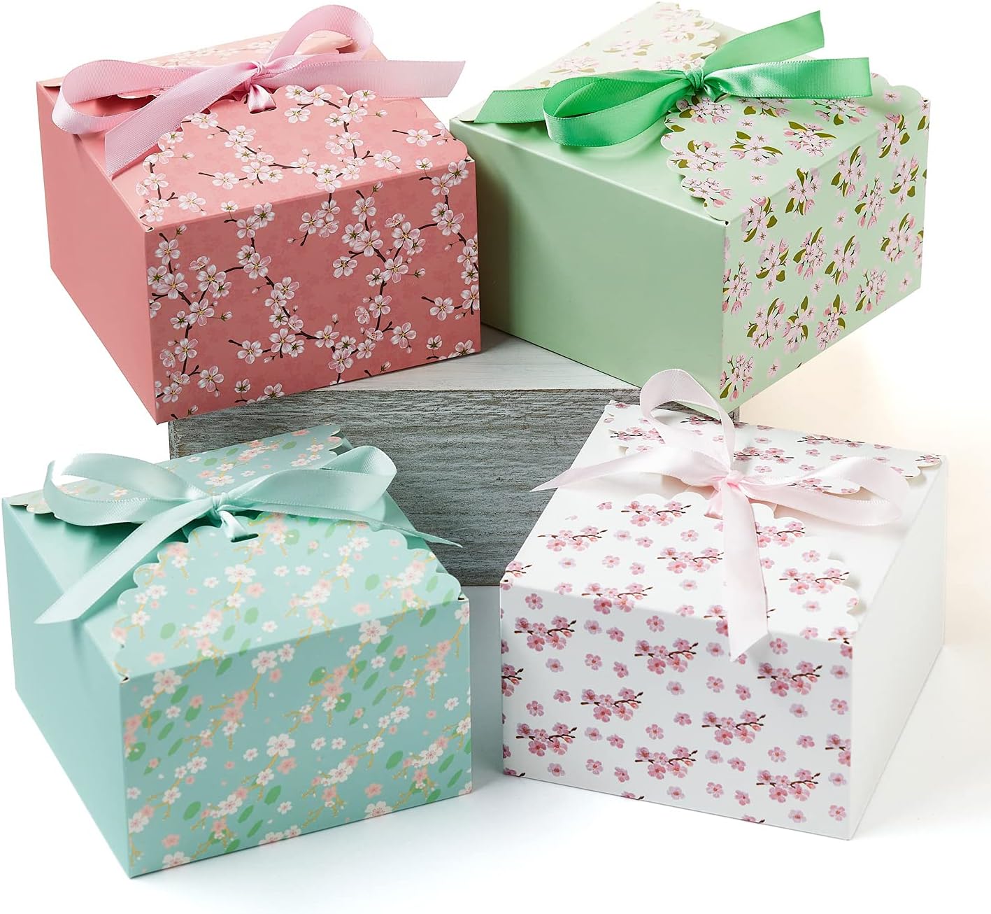 Small Floral Gift Boxes with Lids and Ribbons 20 Pack