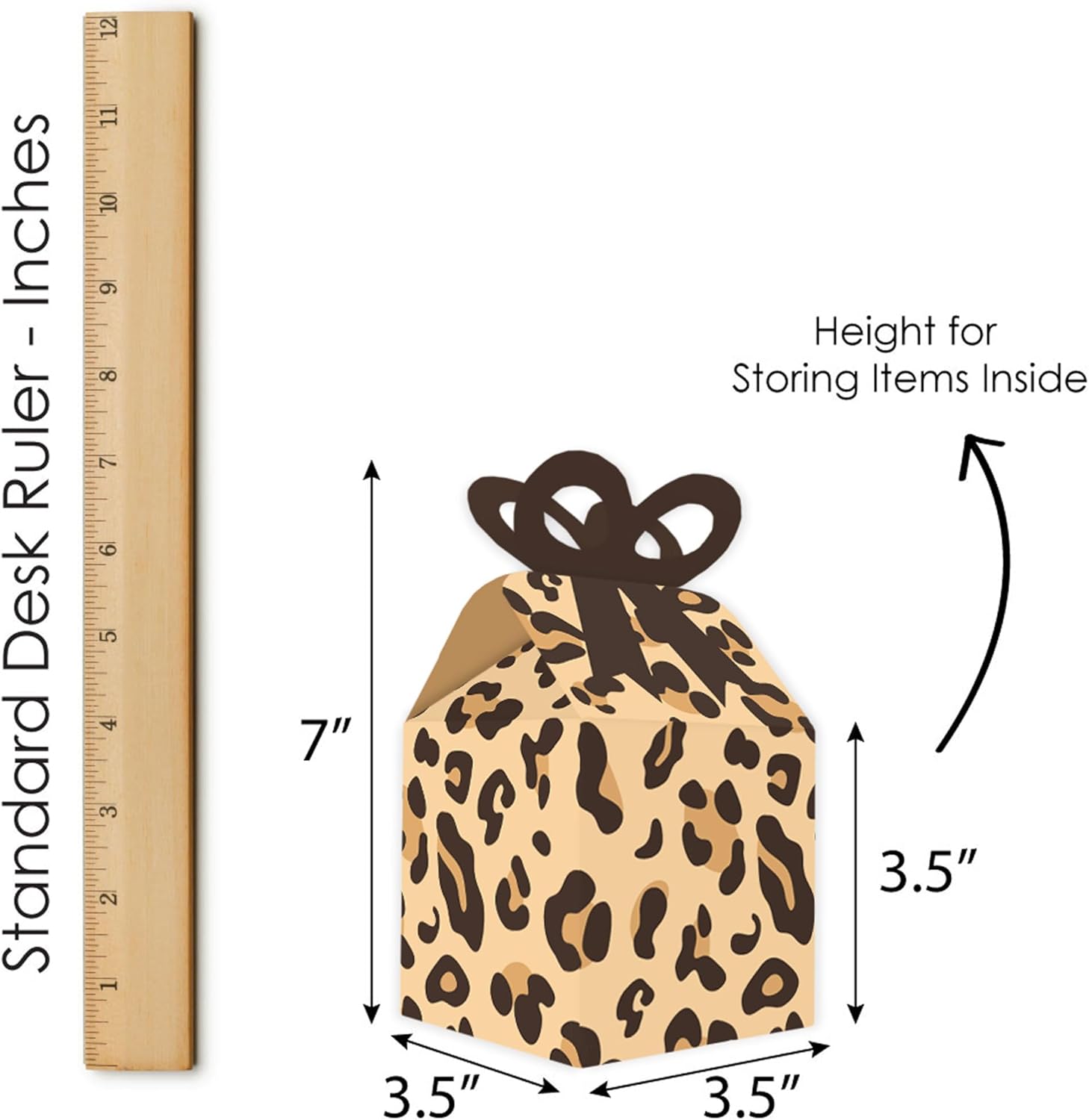 Big Dot of Happiness Leopard Print Bow Boxes Set of 12