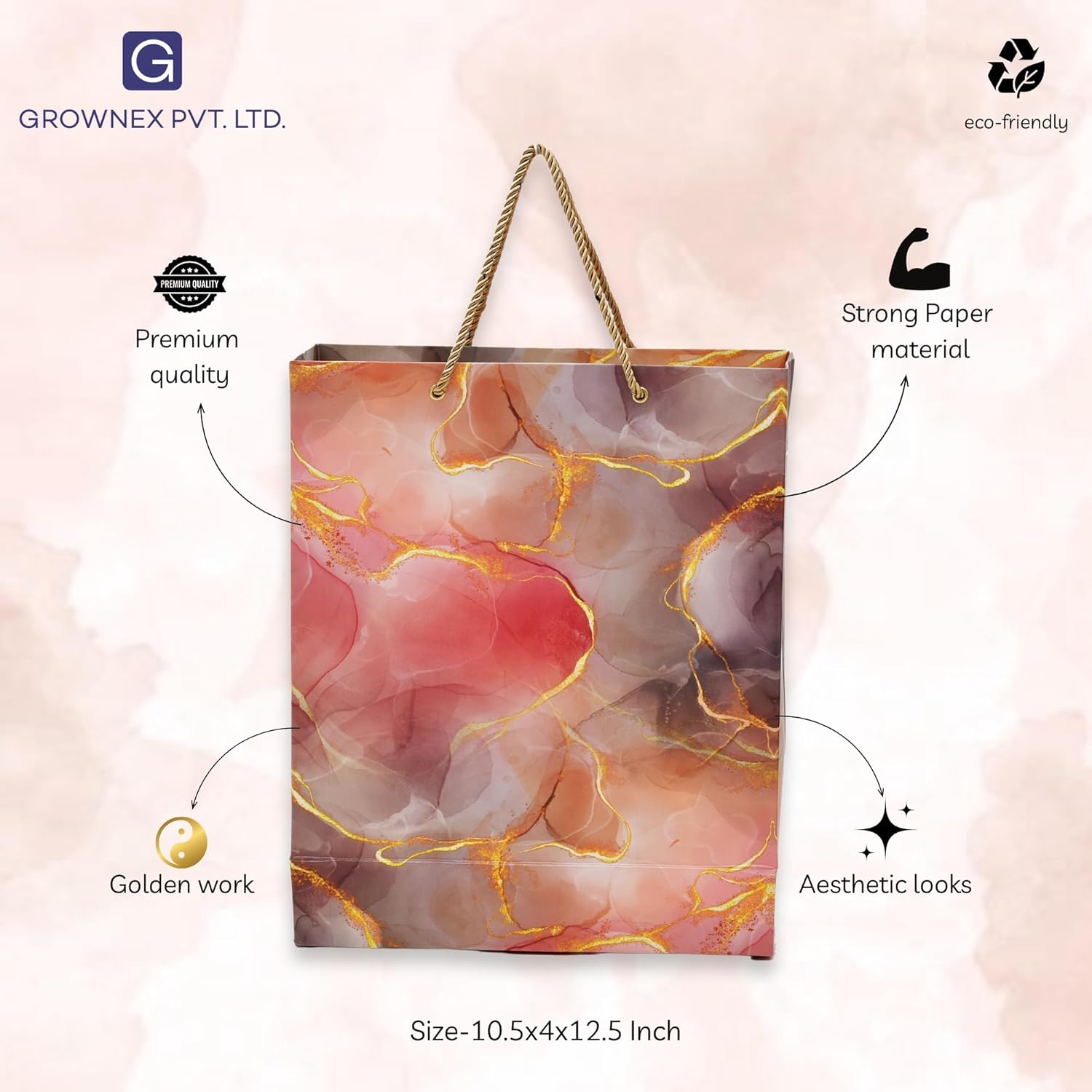 GROWNEX Wedding Gift Bag Set of 30 - Eco-Friendly Paper Bags with Handles
