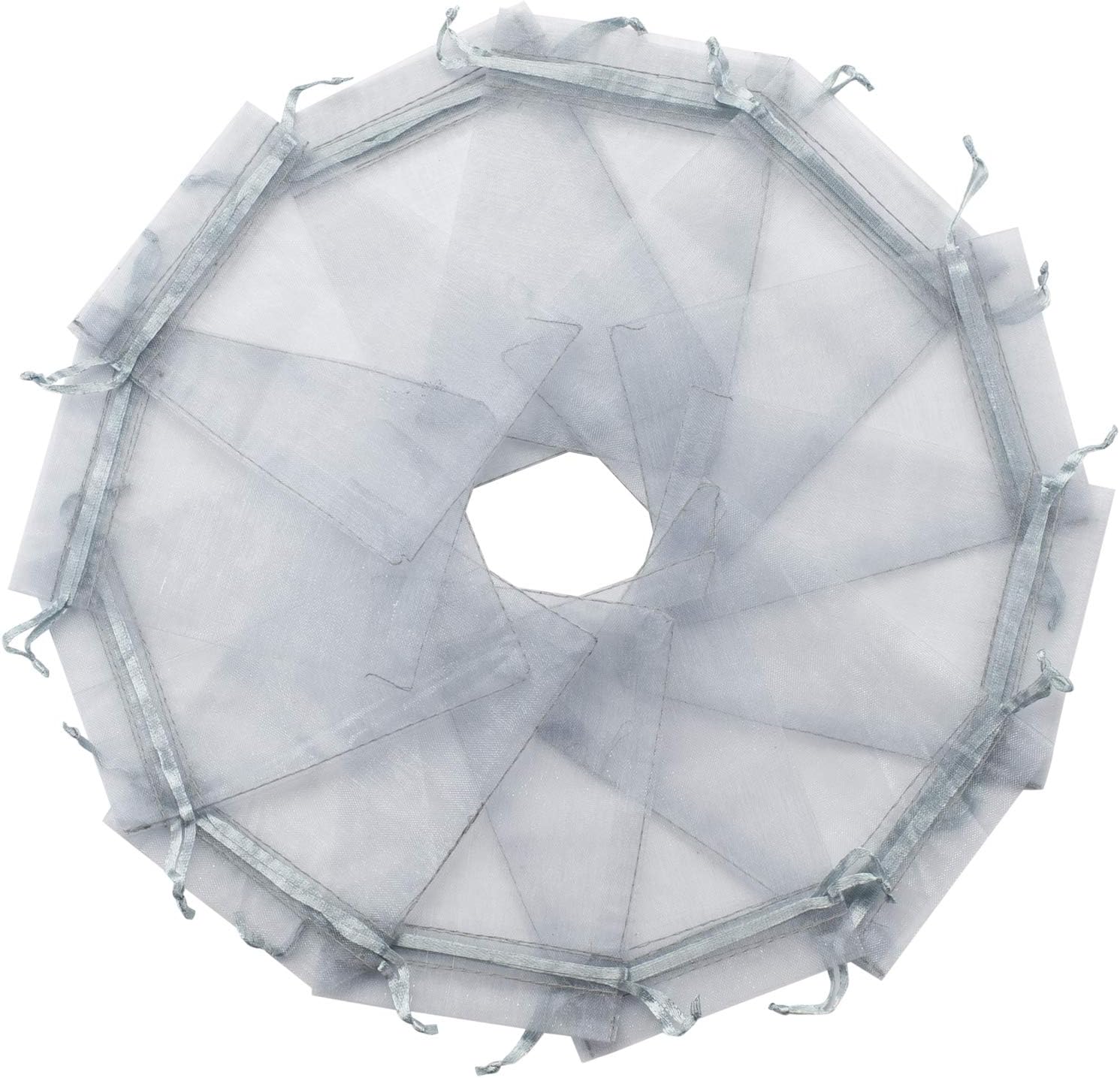 100 Pcs Grey Organza Gift Bags 4x5 Inch Drawstring